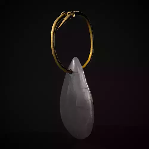 Gold Hanging White Crystal Earrings Low-poly 3D model