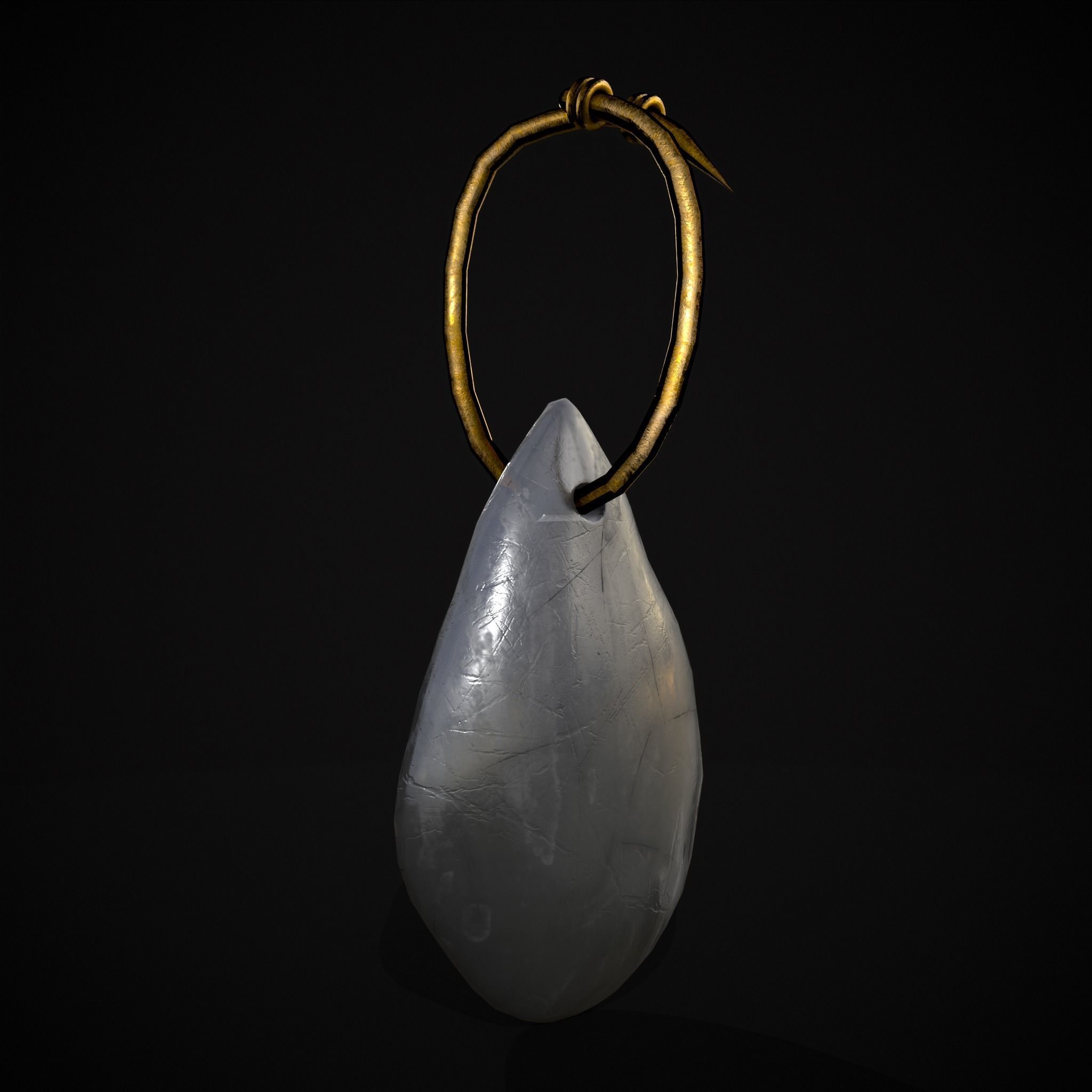 Gold Hanging White Crystal Earrings Low-poly 3D model_3