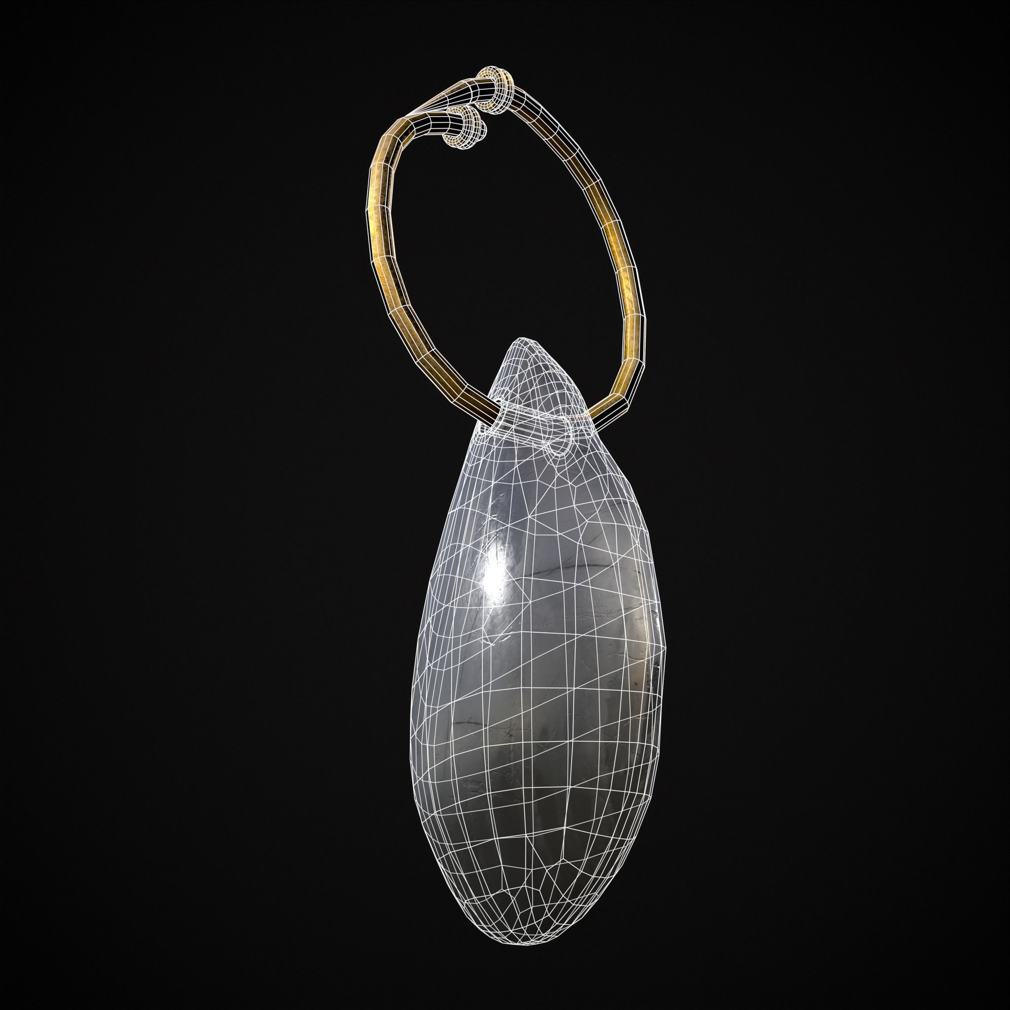 Gold Hanging White Crystal Earrings Low-poly 3D model_10