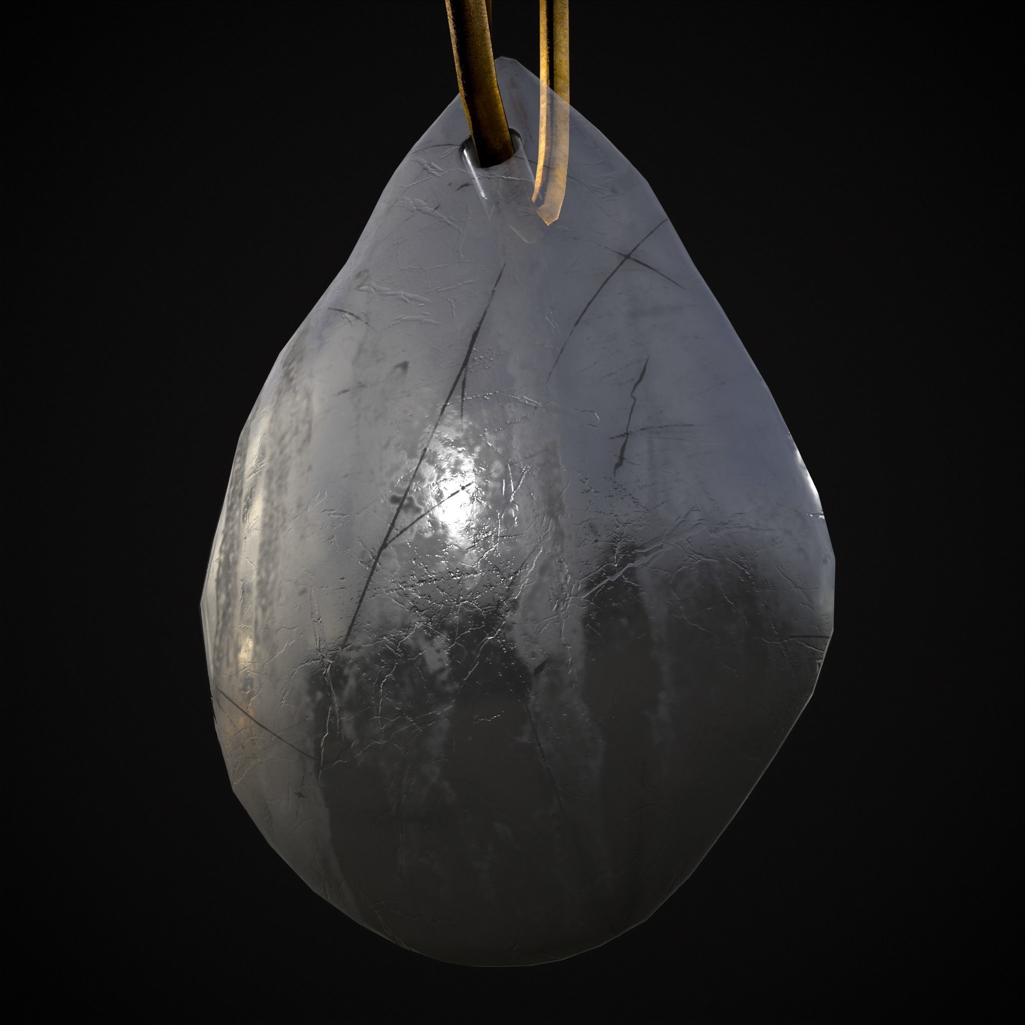 Gold Hanging White Crystal Earrings Low-poly 3D model_23