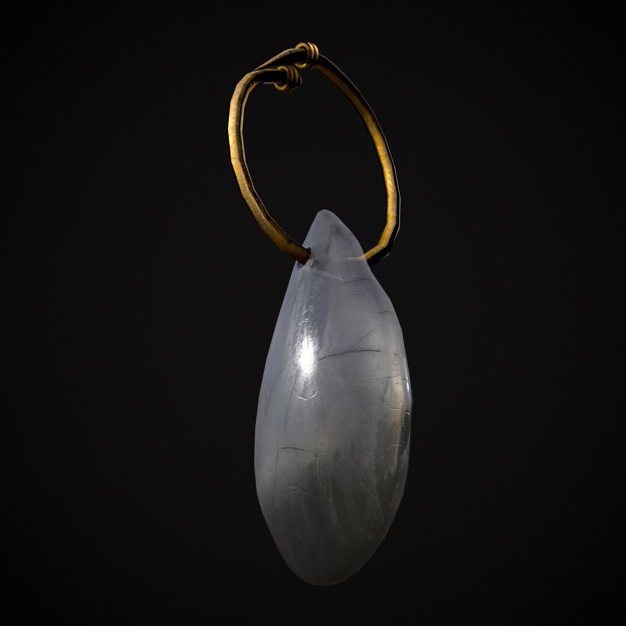 Gold Hanging White Crystal Earrings Low-poly 3D model_9