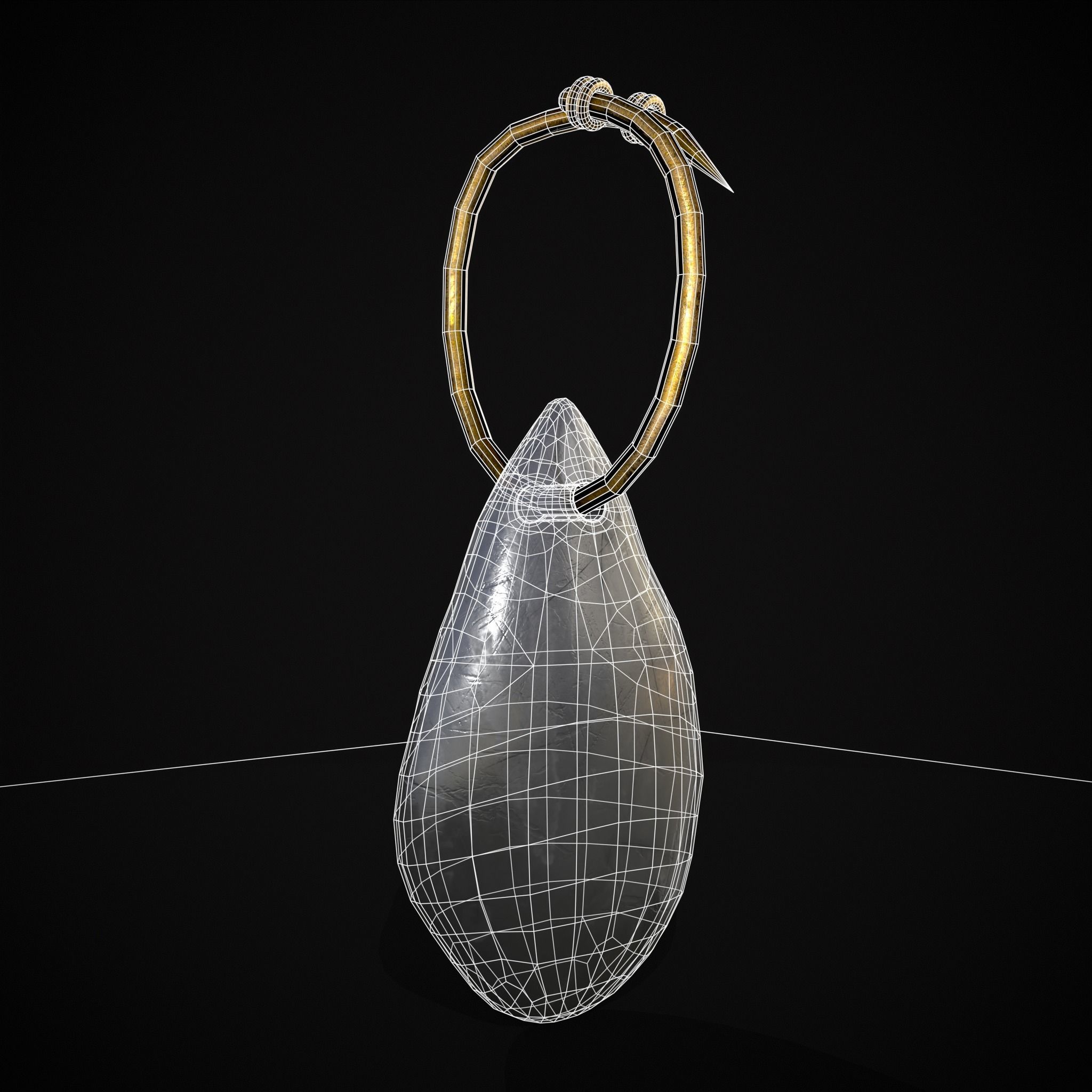 Gold Hanging White Crystal Earrings Low-poly 3D model_4