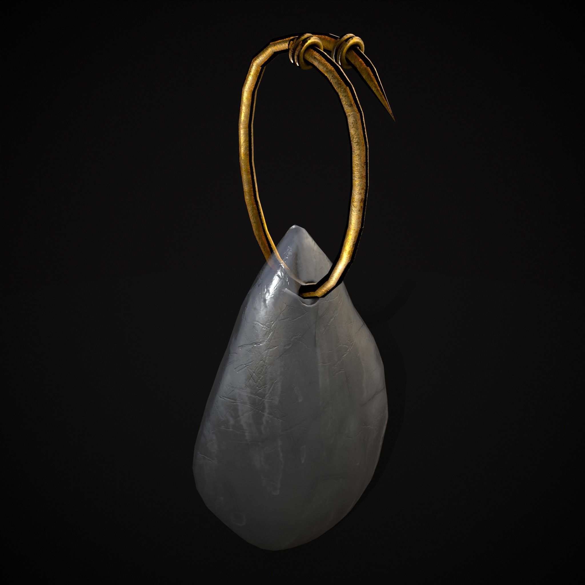 Gold Hanging White Crystal Earrings Low-poly 3D model_25