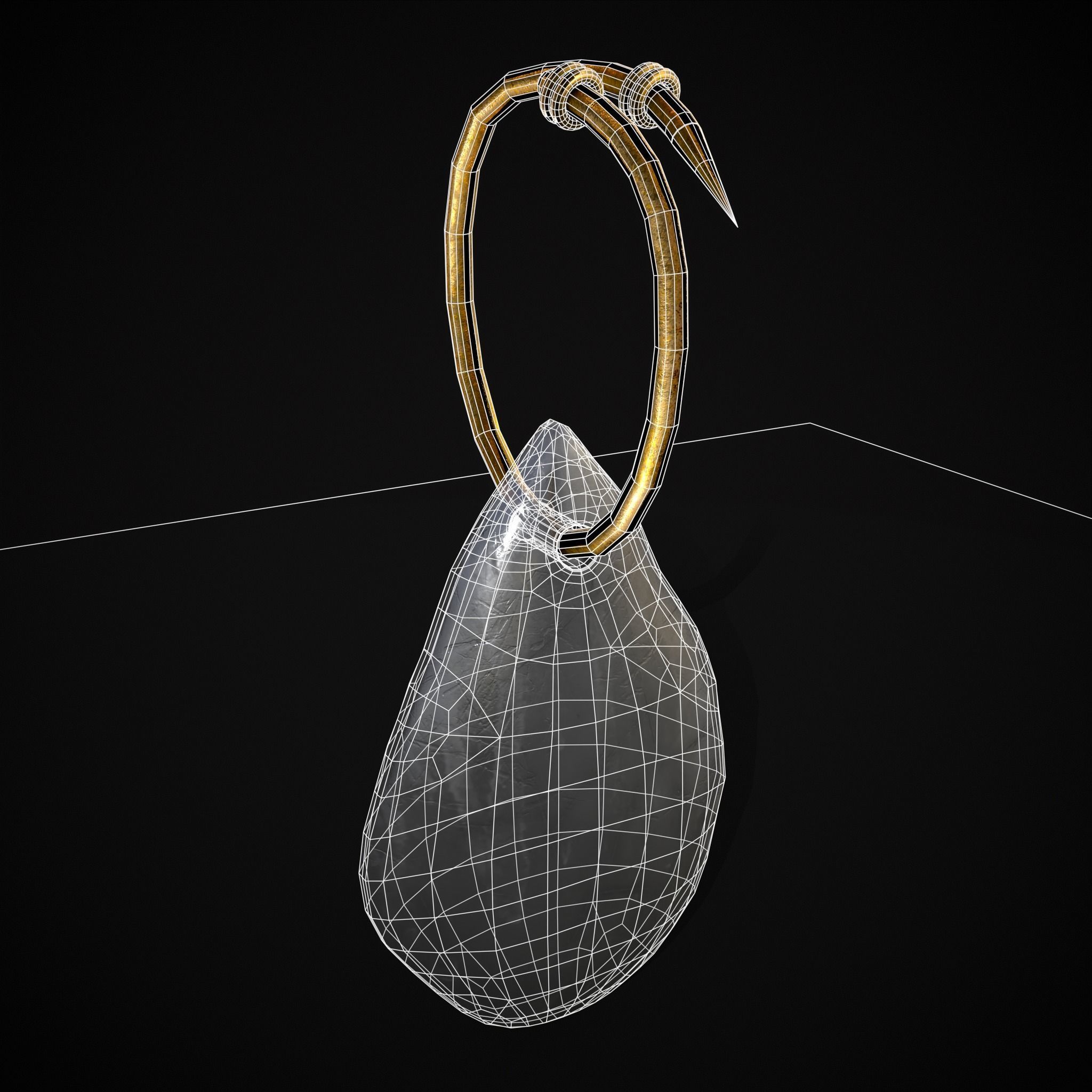 Gold Hanging White Crystal Earrings Low-poly 3D model_26