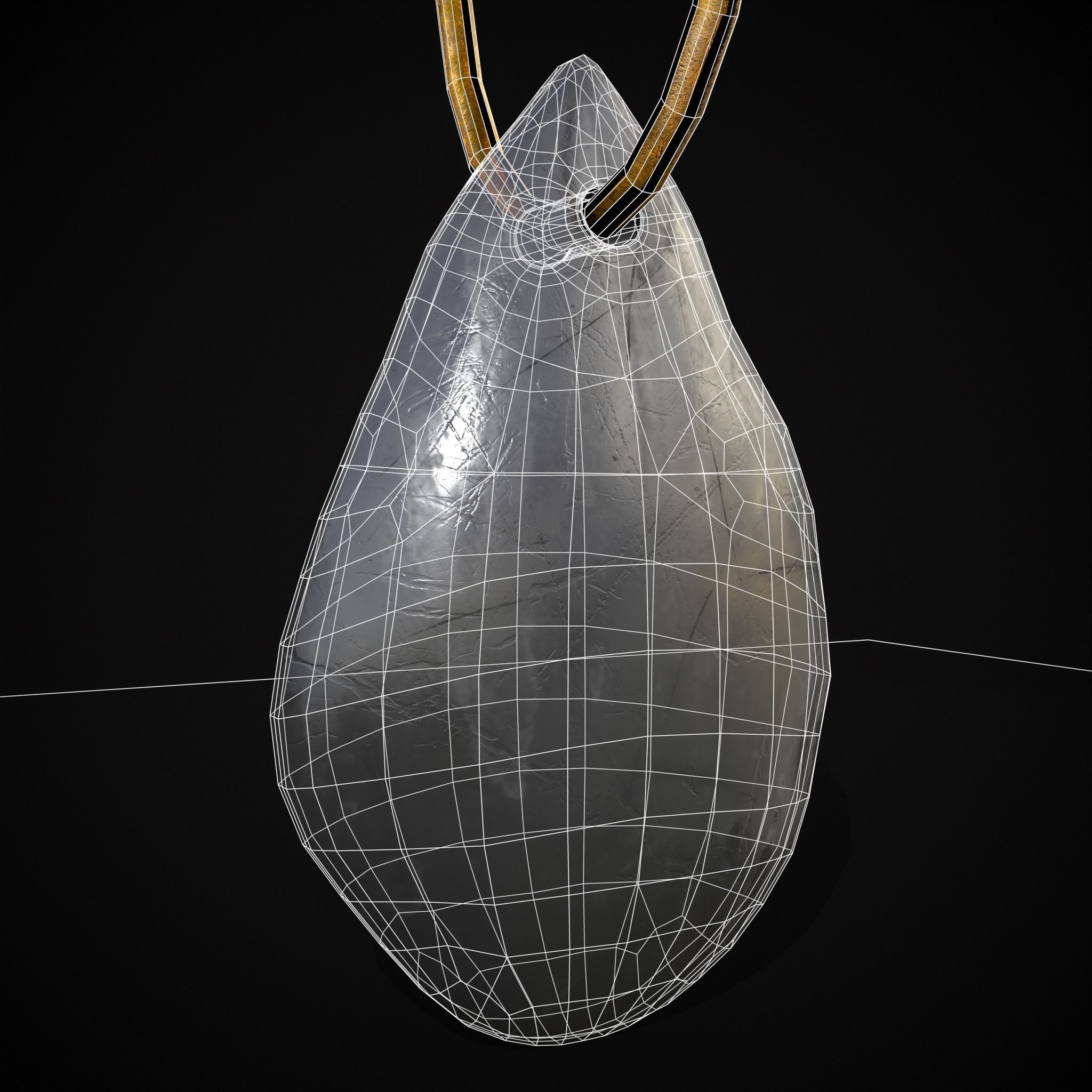 Gold Hanging White Crystal Earrings Low-poly 3D model_22