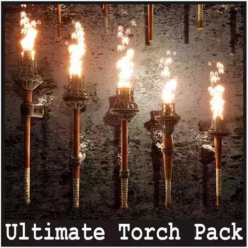 Ultimate Torches package  50 Variations Low-poly 3D model