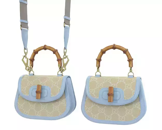 Gucci Bamboo 1947 Jumbo GG Small Bag Blue Low-poly 3D model
