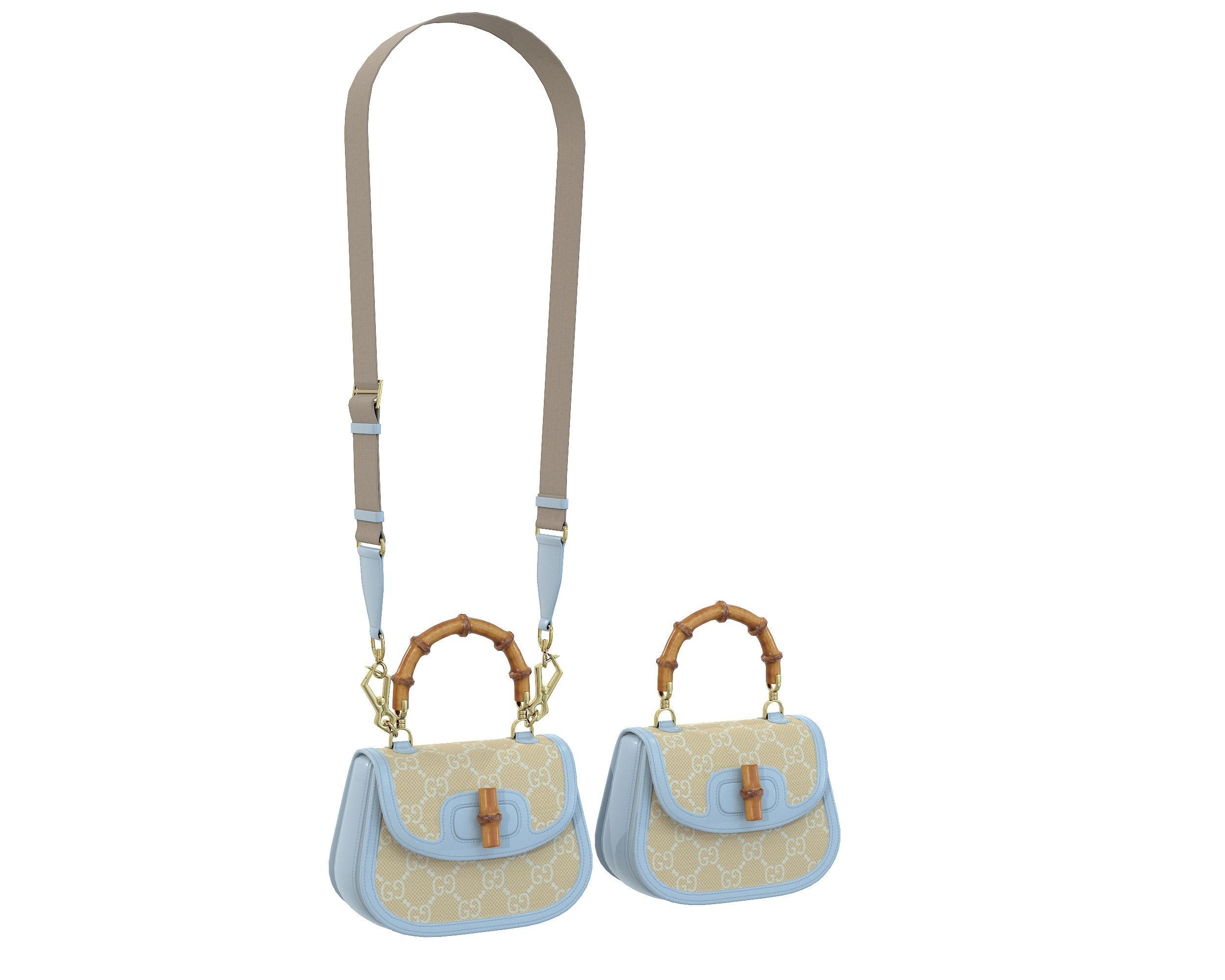 Gucci Bamboo 1947 Jumbo GG Small Bag Blue Low-poly 3D model_1