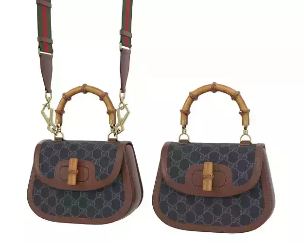 Gucci Bamboo 1947 Jumbo GG Small Bag Brown Dark Low-poly 3D model