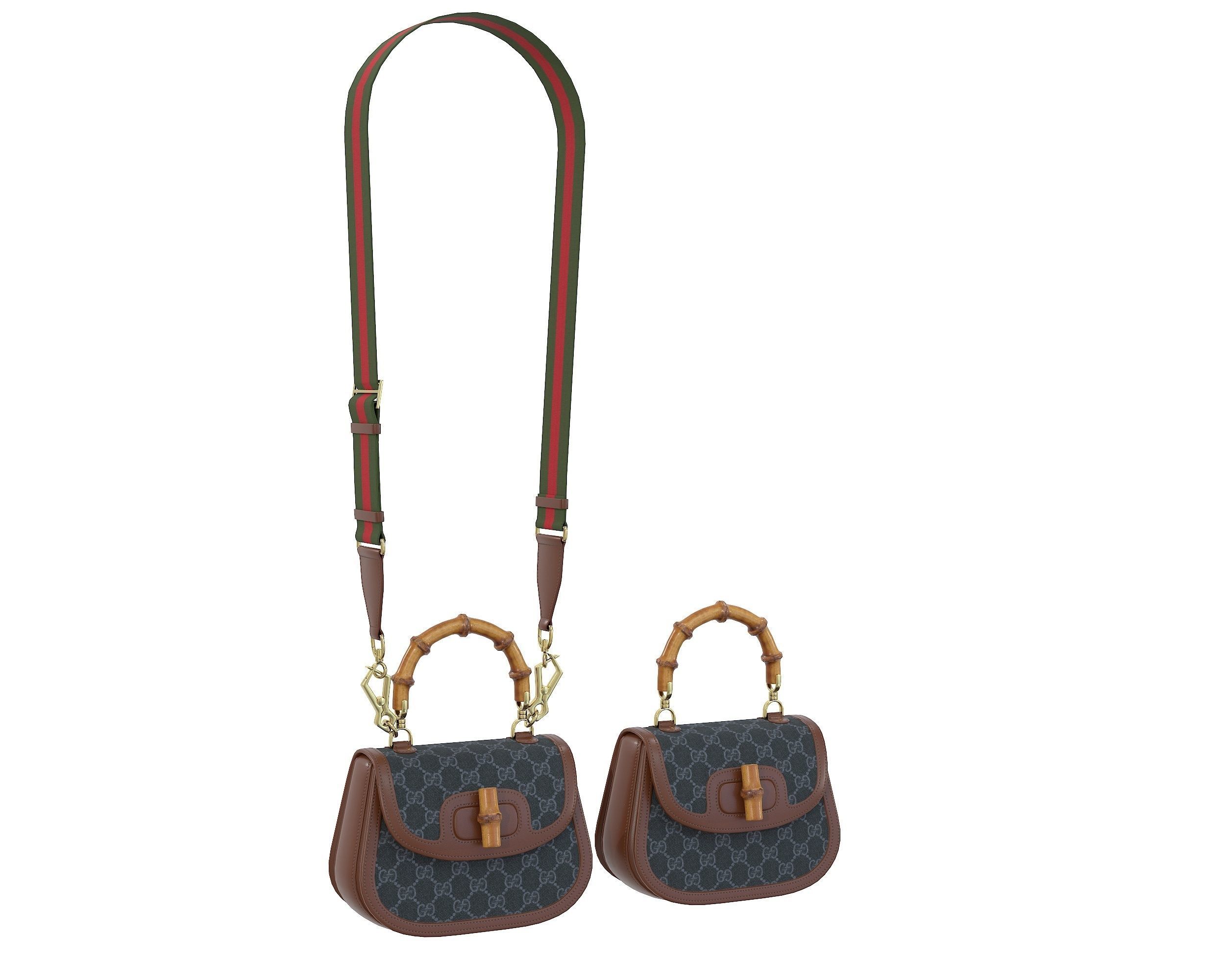 Gucci Bamboo 1947 Jumbo GG Small Bag Brown Dark Low-poly 3D model_1