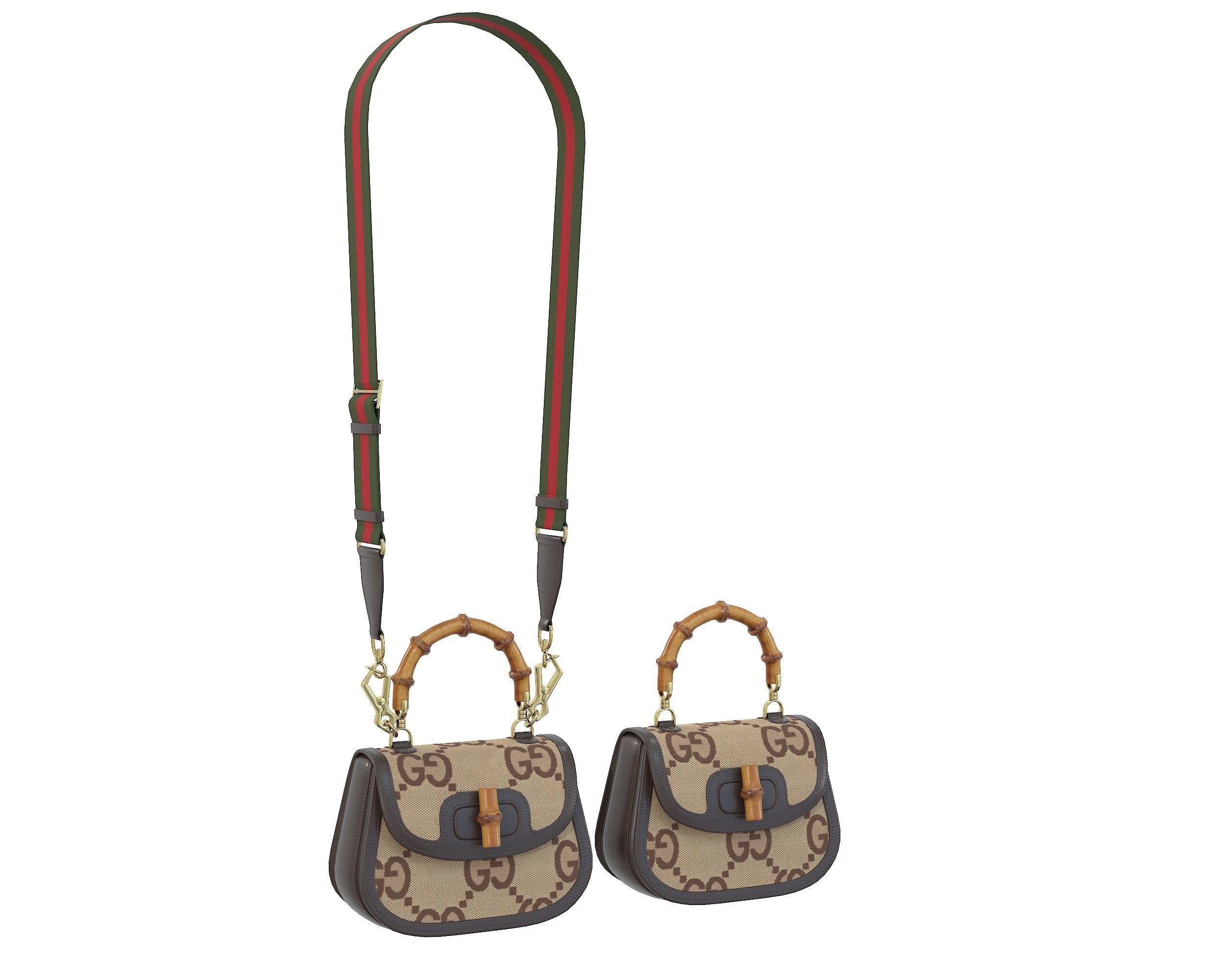 Gucci Bamboo 1947 Jumbo GG Small Bag Brown Light Low-poly 3D model_1