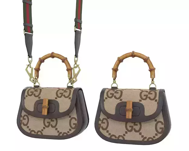 Gucci Bamboo 1947 Jumbo GG Small Bag Brown Light Low-poly 3D model