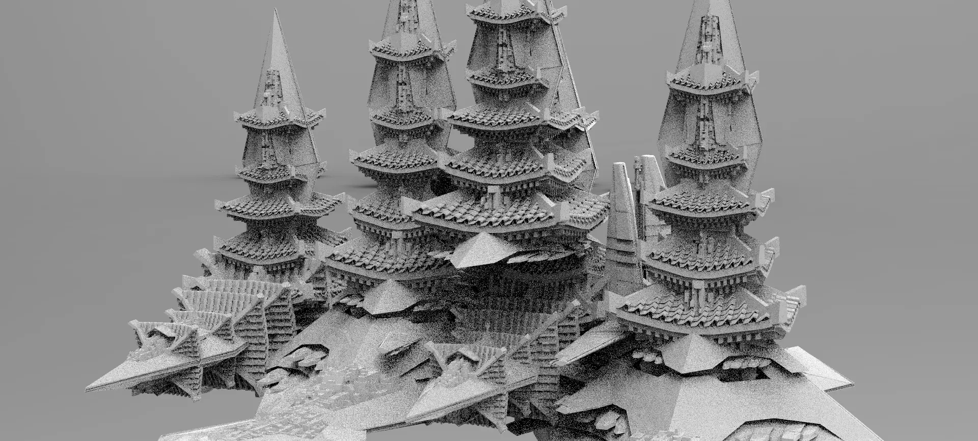 Cyberpunk Emperor Mega city Towers 3D model