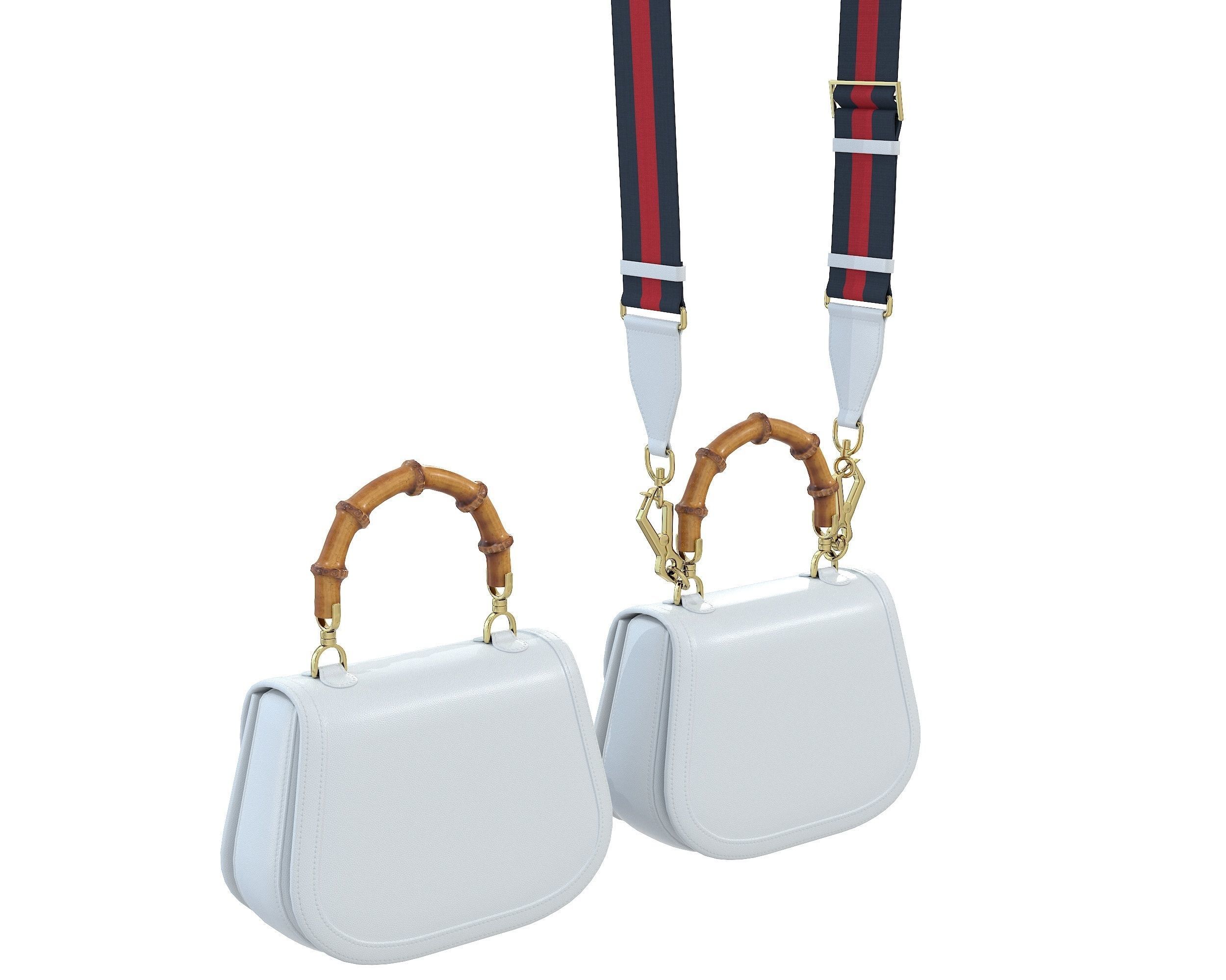 Gucci Bamboo 1947 Jumbo GG Small Bag White Leather Low-poly 3D model_3