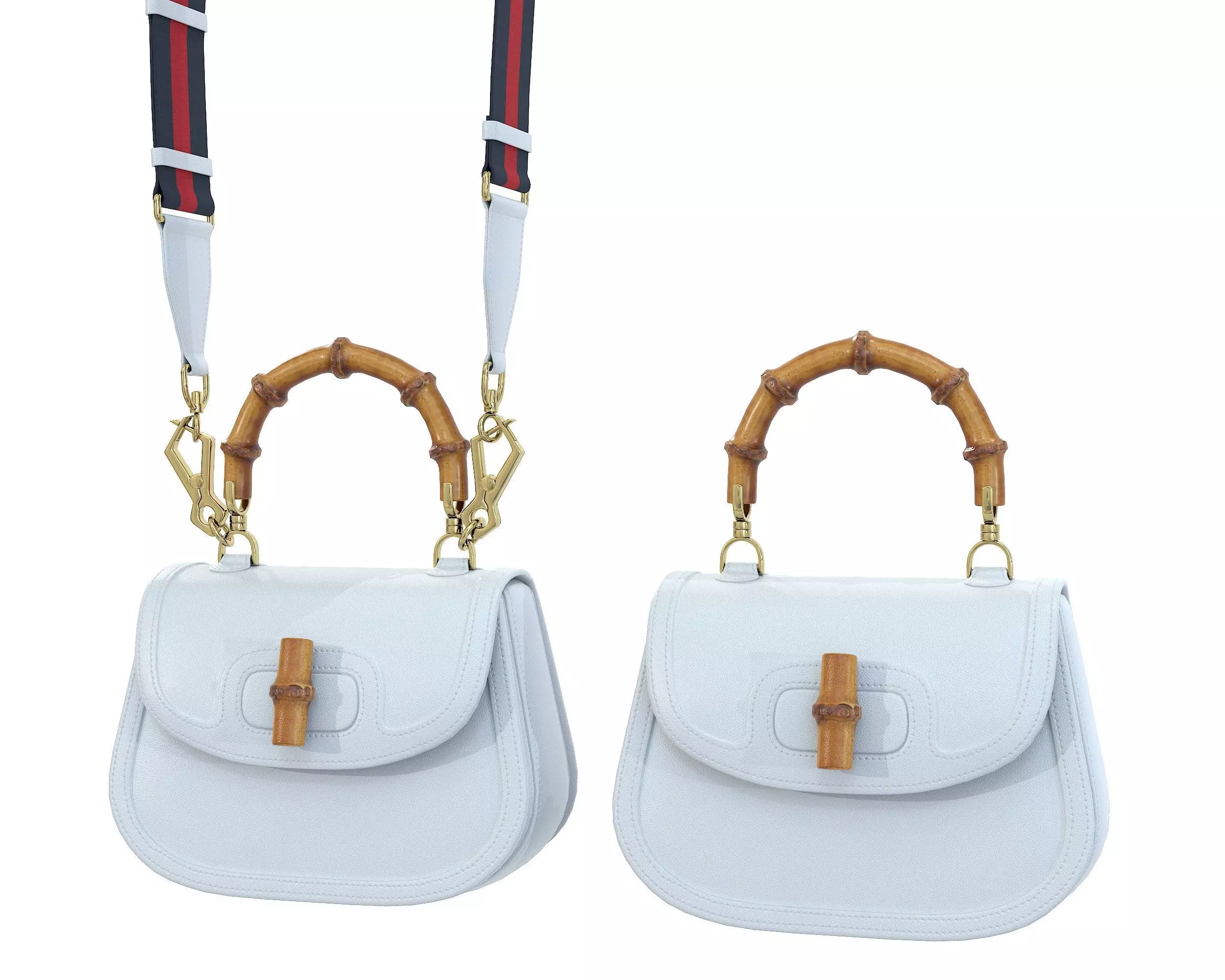 Gucci Bamboo 1947 Jumbo GG Small Bag White Leather Low-poly 3D model_0