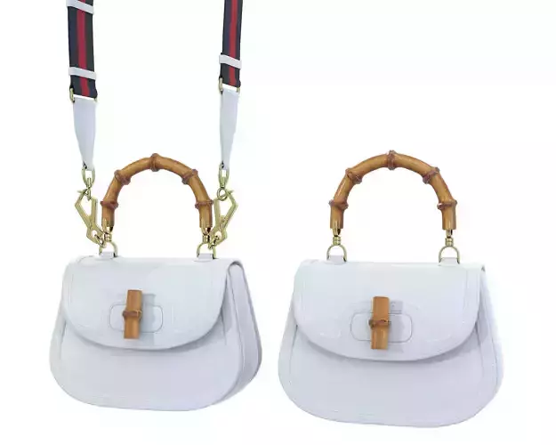 Gucci Bamboo 1947 Jumbo GG Small Bag White Leather Low-poly 3D model
