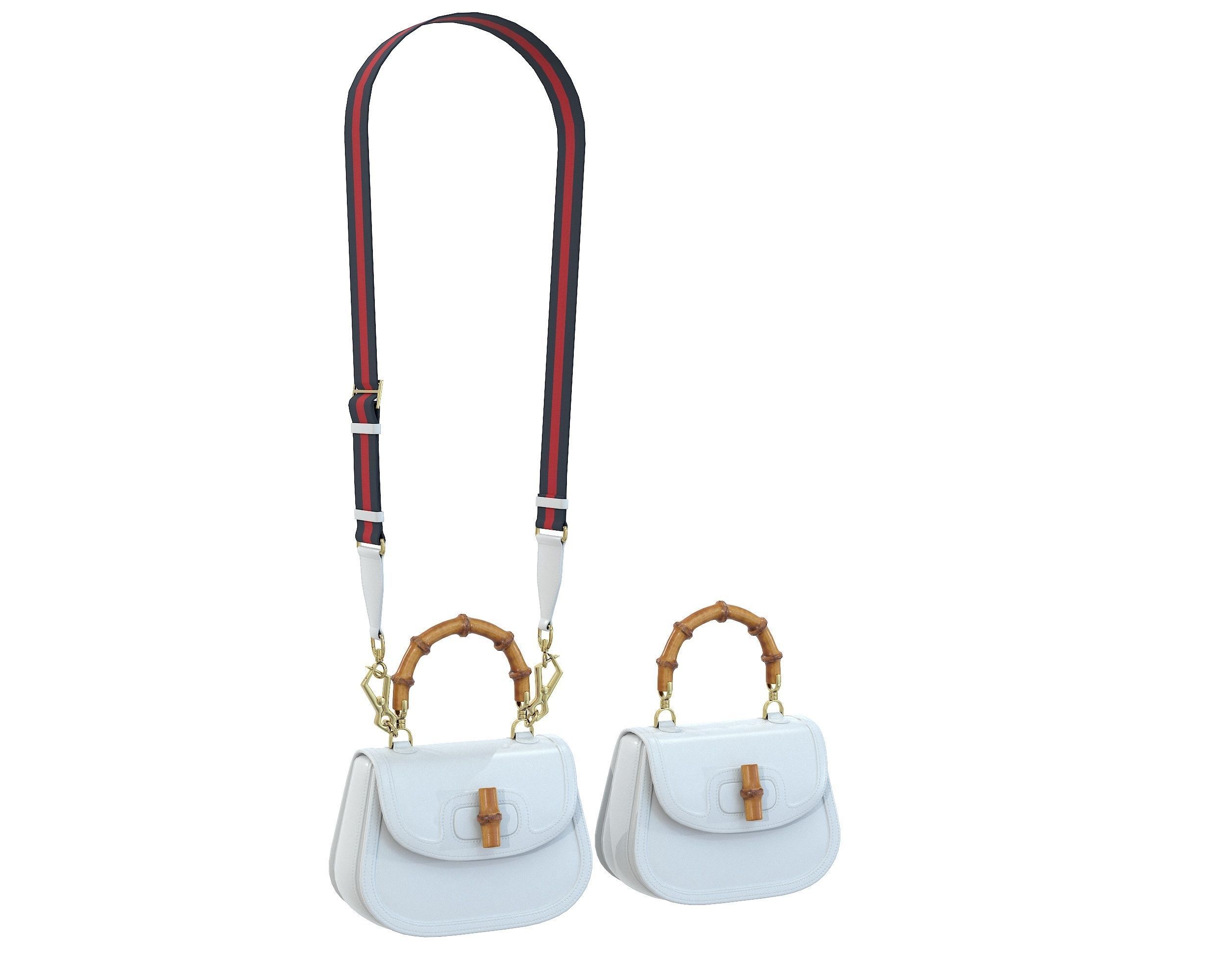 Gucci Bamboo 1947 Jumbo GG Small Bag White Leather Low-poly 3D model_1