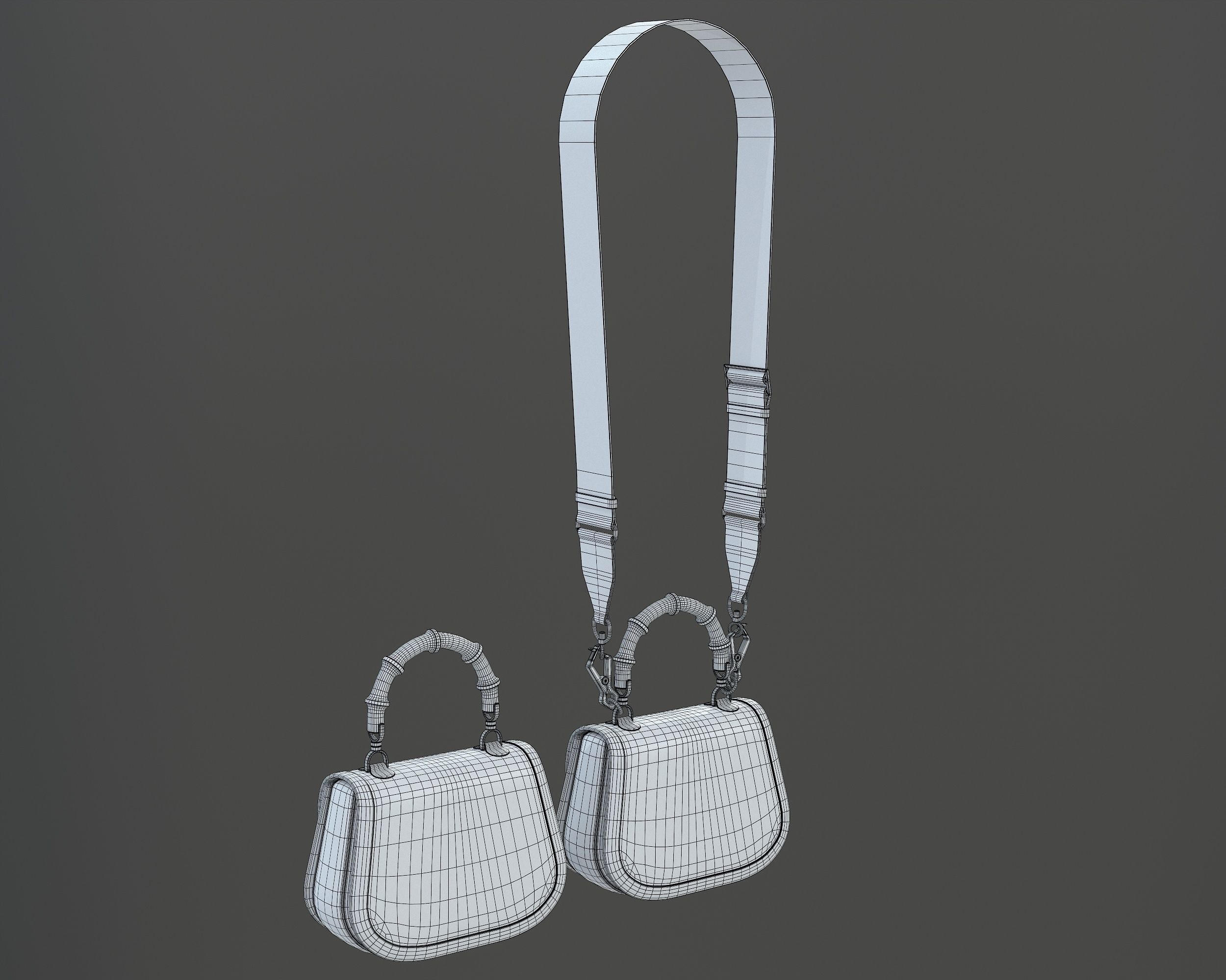 Gucci Bamboo 1947 Jumbo GG Small Bag White Leather Low-poly 3D model_9