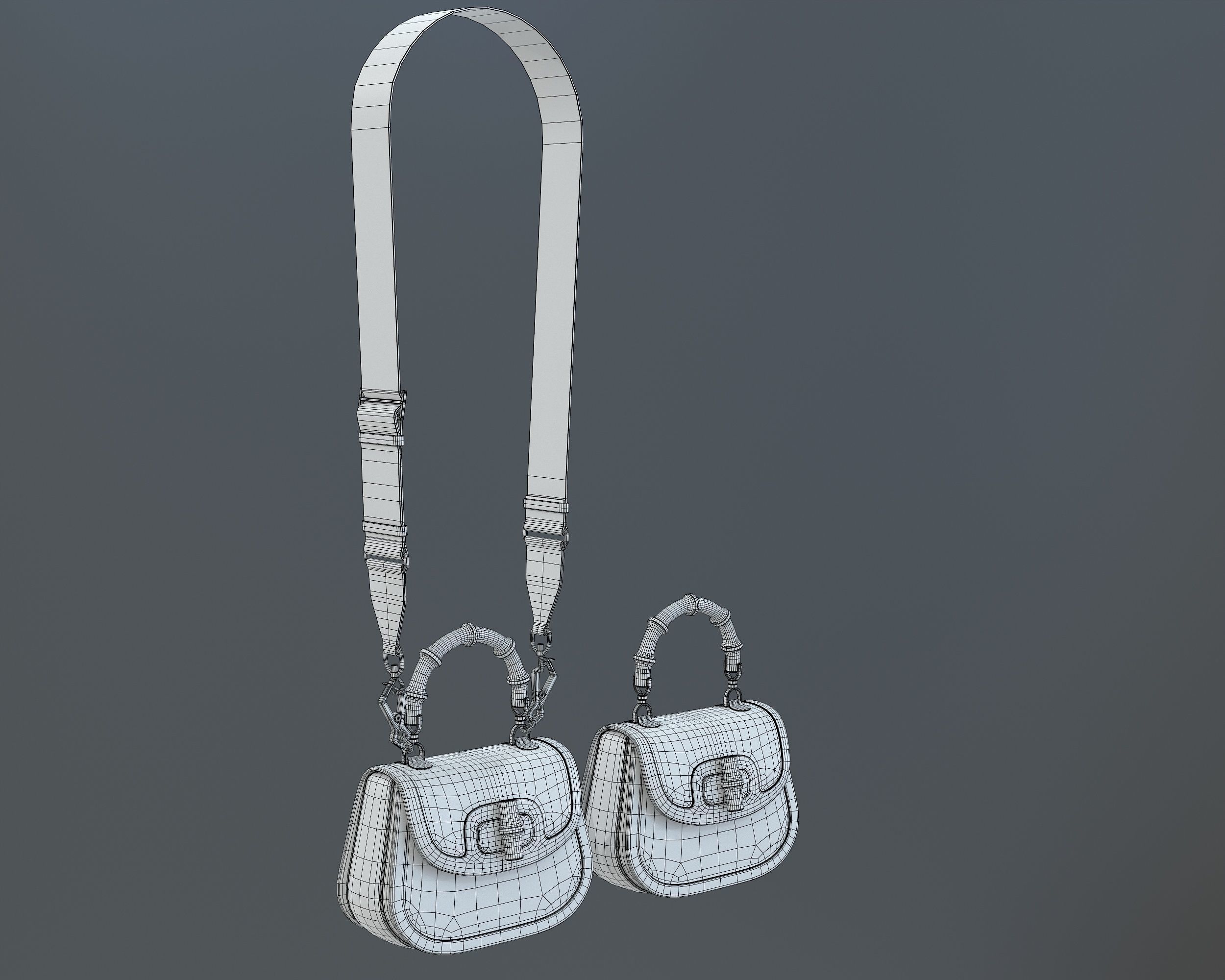 Gucci Bamboo 1947 Jumbo GG Small Bag 3D Model Collection_18