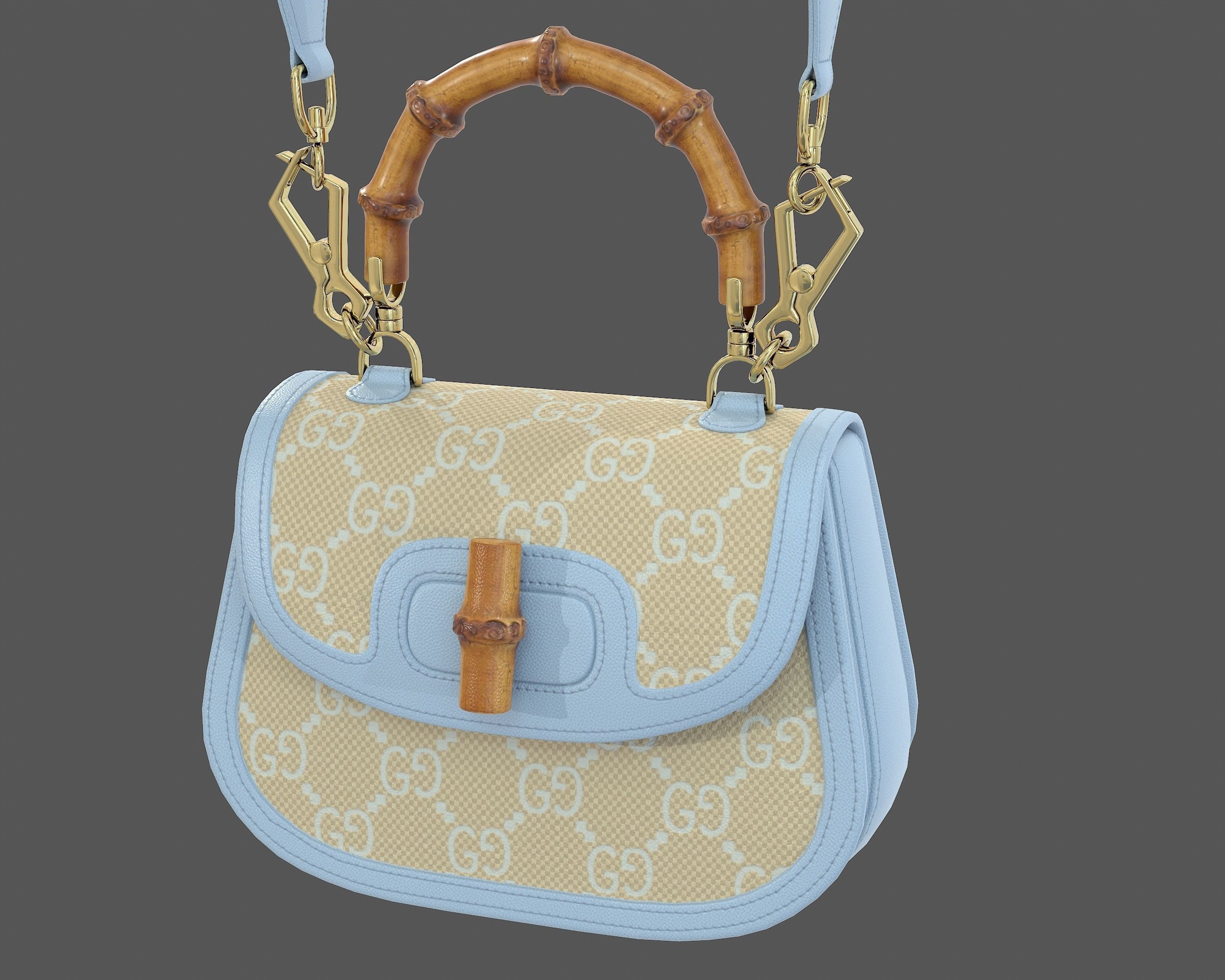 Gucci Bamboo 1947 Jumbo GG Small Bag 3D Model Collection_14