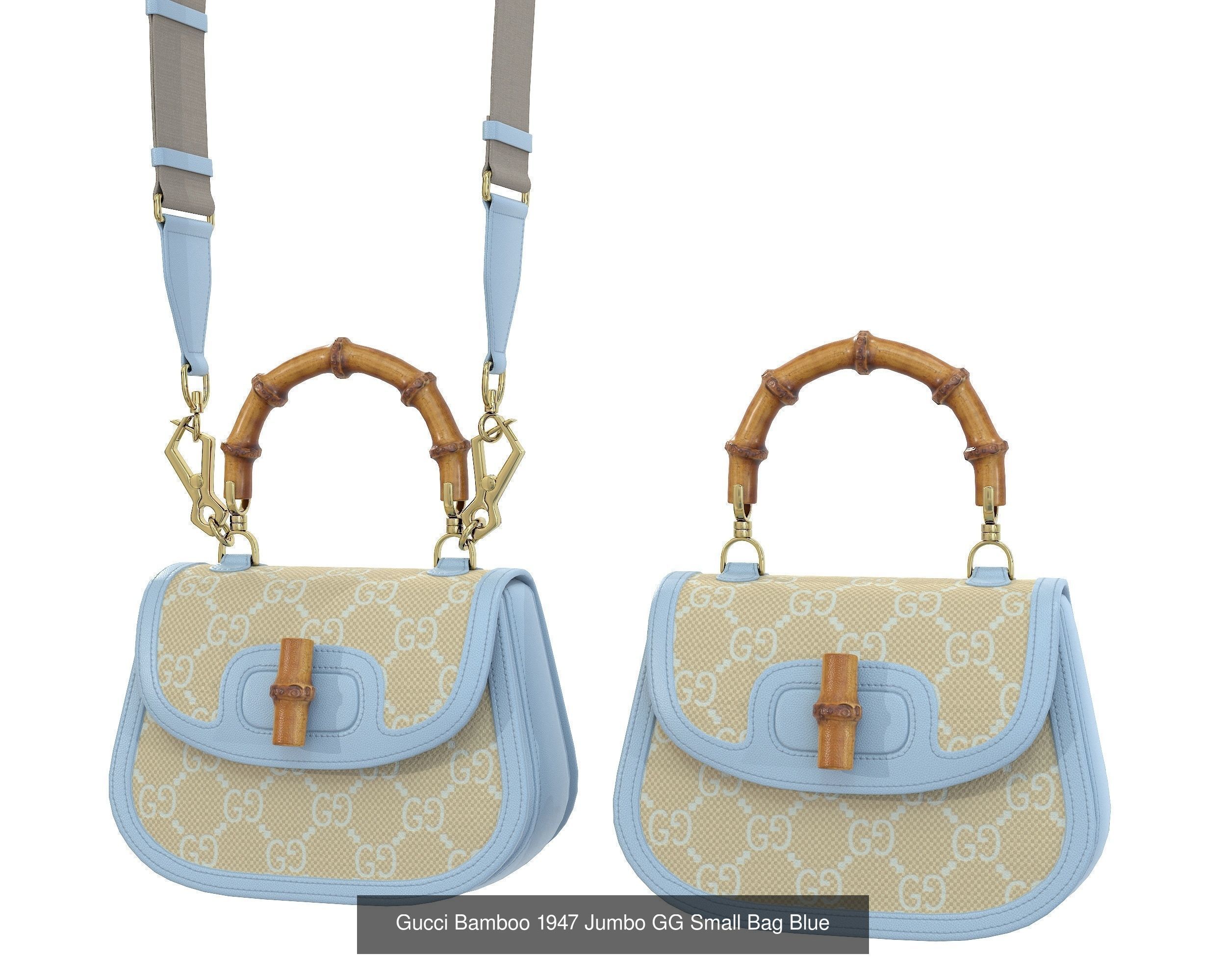 Gucci Bamboo 1947 Jumbo GG Small Bag 3D Model Collection_3