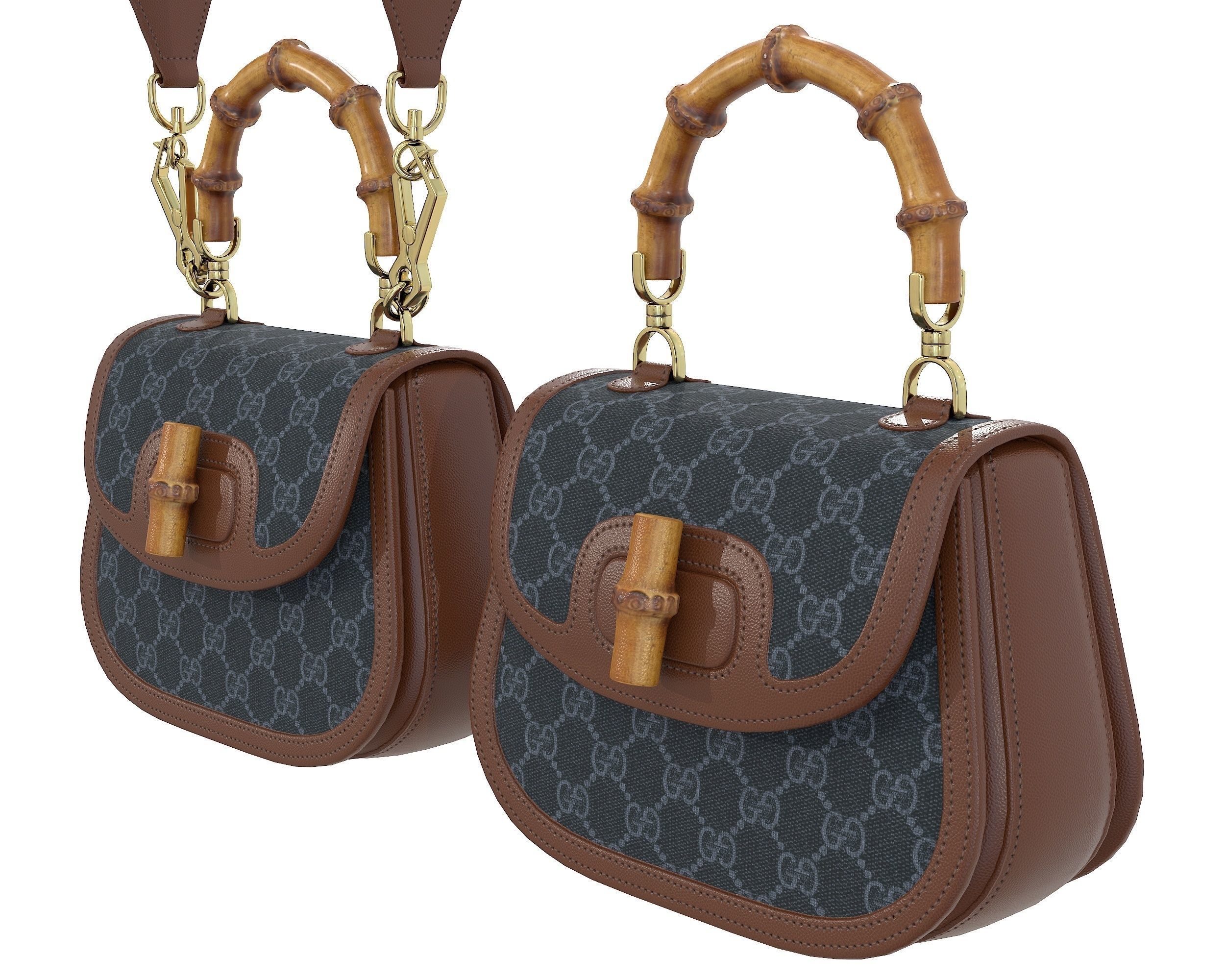 Gucci Bamboo 1947 Jumbo GG Small Bag 3D Model Collection_9