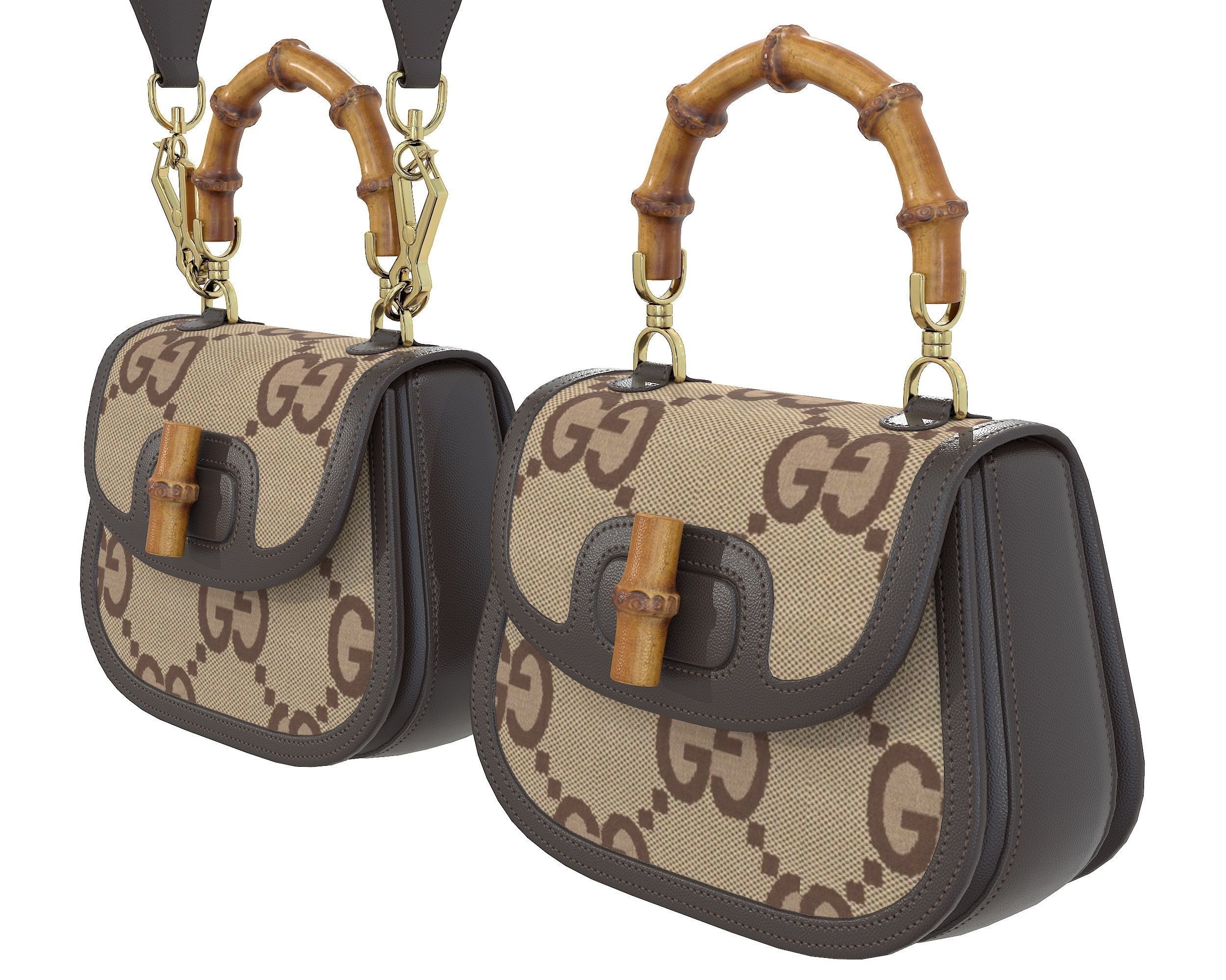 Gucci Bamboo 1947 Jumbo GG Small Bag 3D Model Collection_8