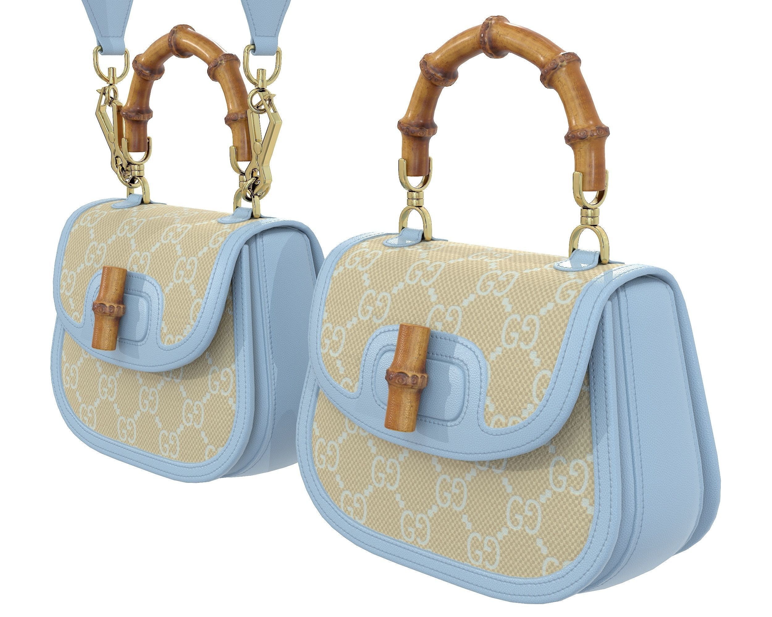 Gucci Bamboo 1947 Jumbo GG Small Bag 3D Model Collection_7