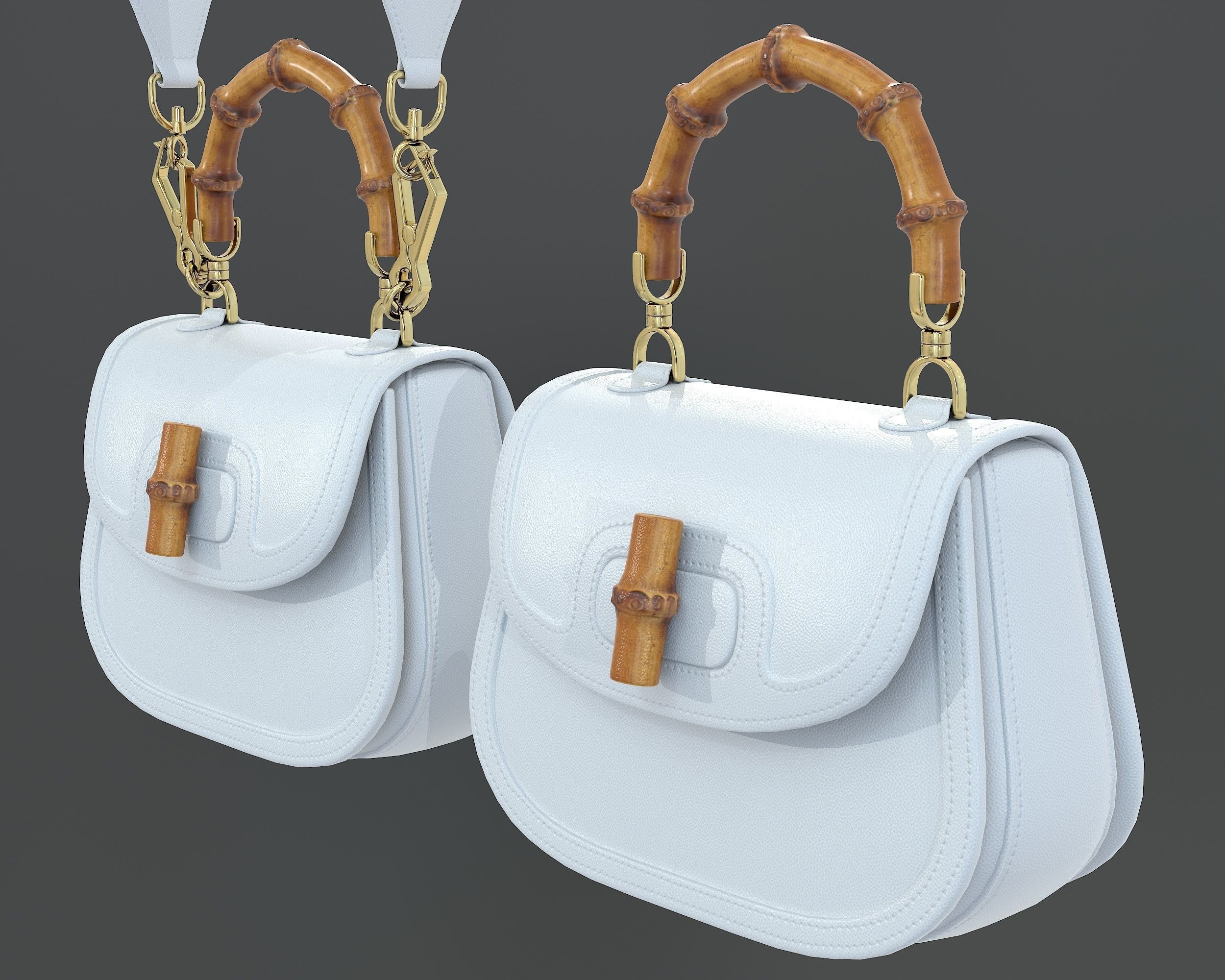 Gucci Bamboo 1947 Jumbo GG Small Bag 3D Model Collection_10