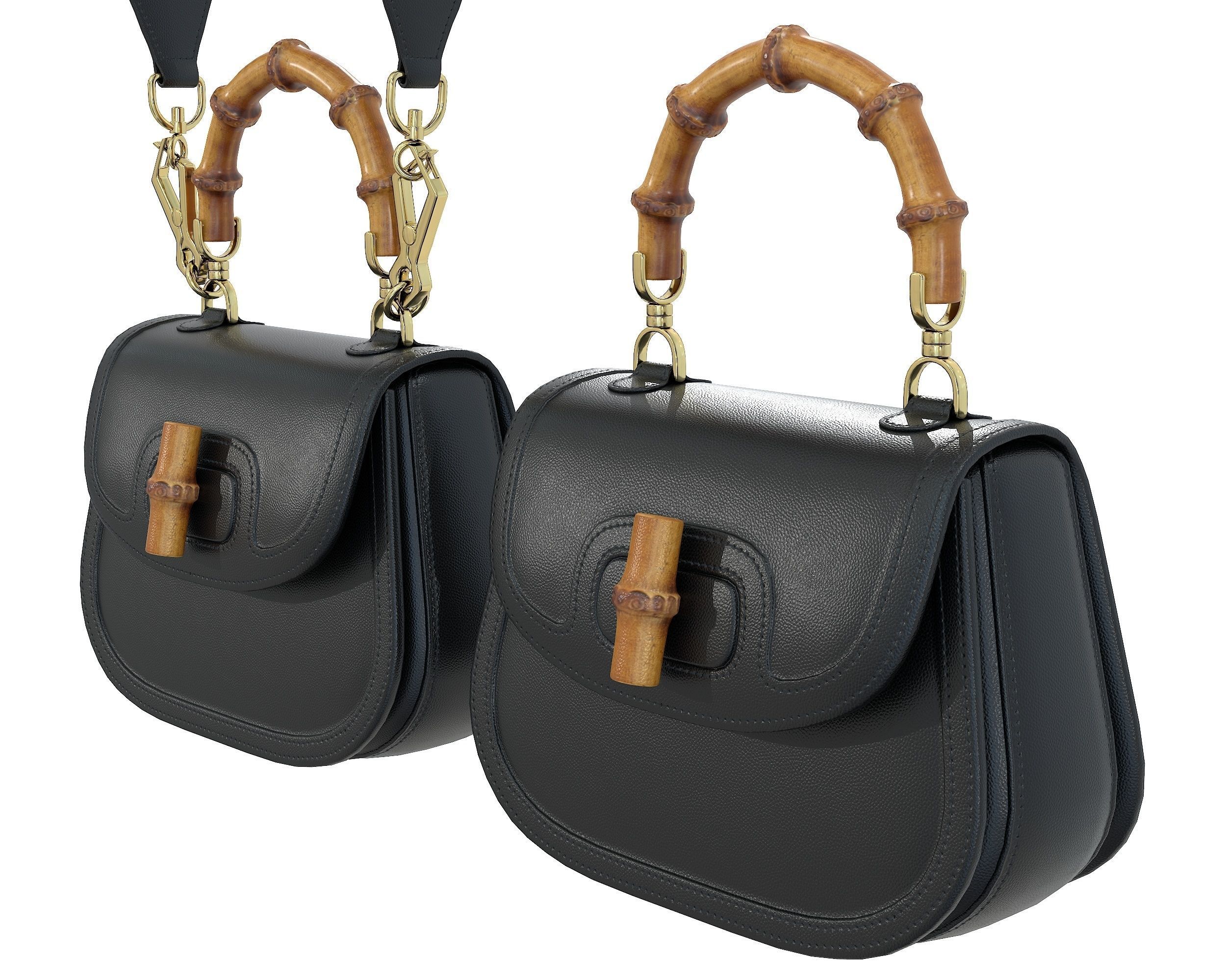 Gucci Bamboo 1947 Jumbo GG Small Bag 3D Model Collection_6