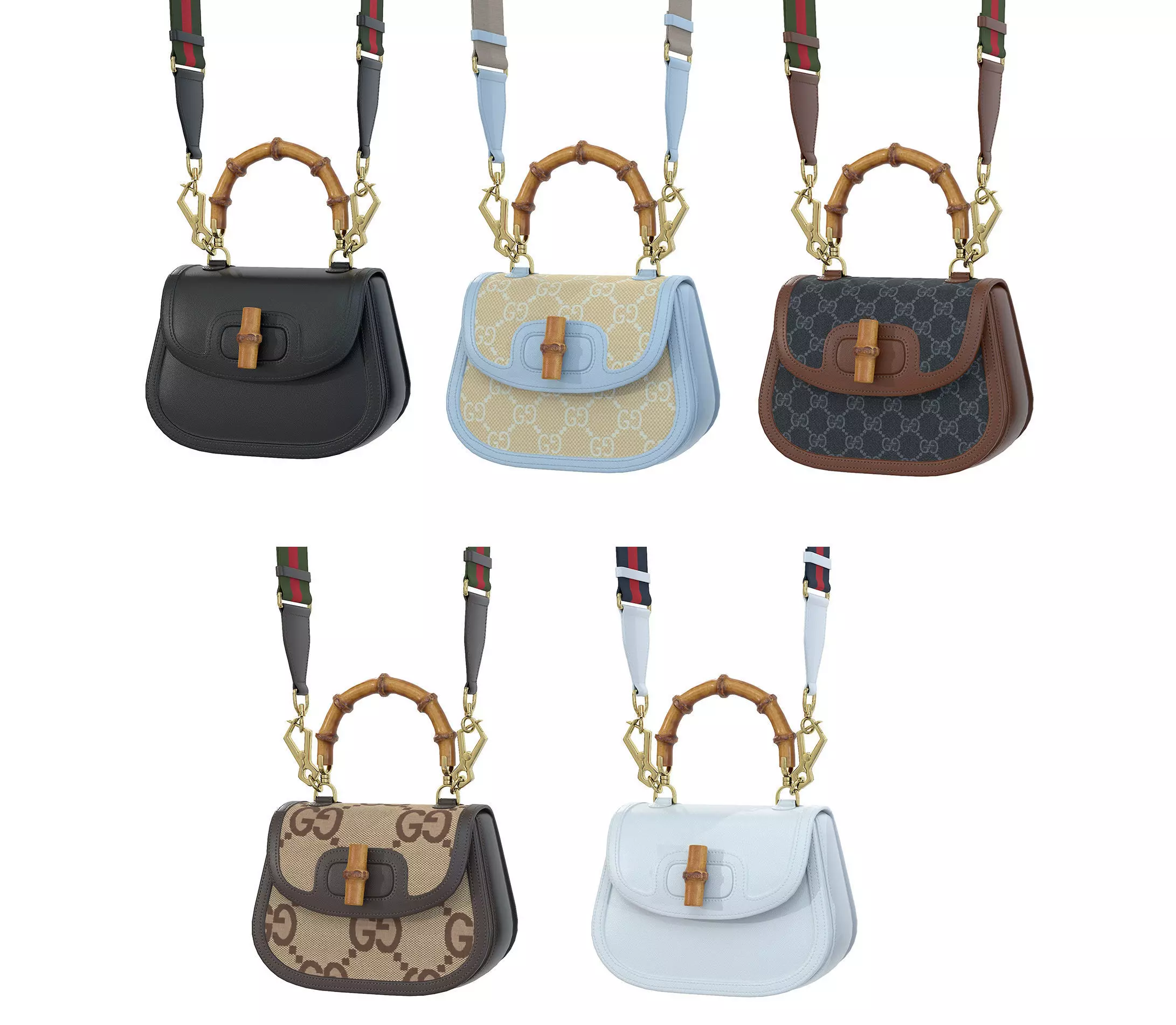 Gucci Bamboo 1947 Jumbo GG Small Bag 3D Model Collection_0