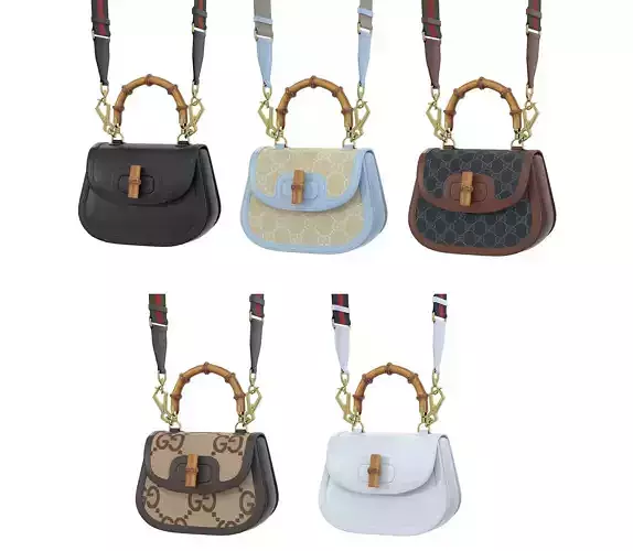 Gucci Bamboo 1947 Jumbo GG Small Bag 3D Model Collection