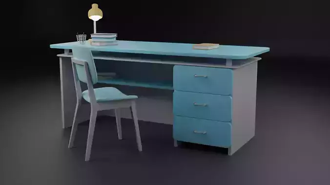 Cartoon Kid school colorful desk