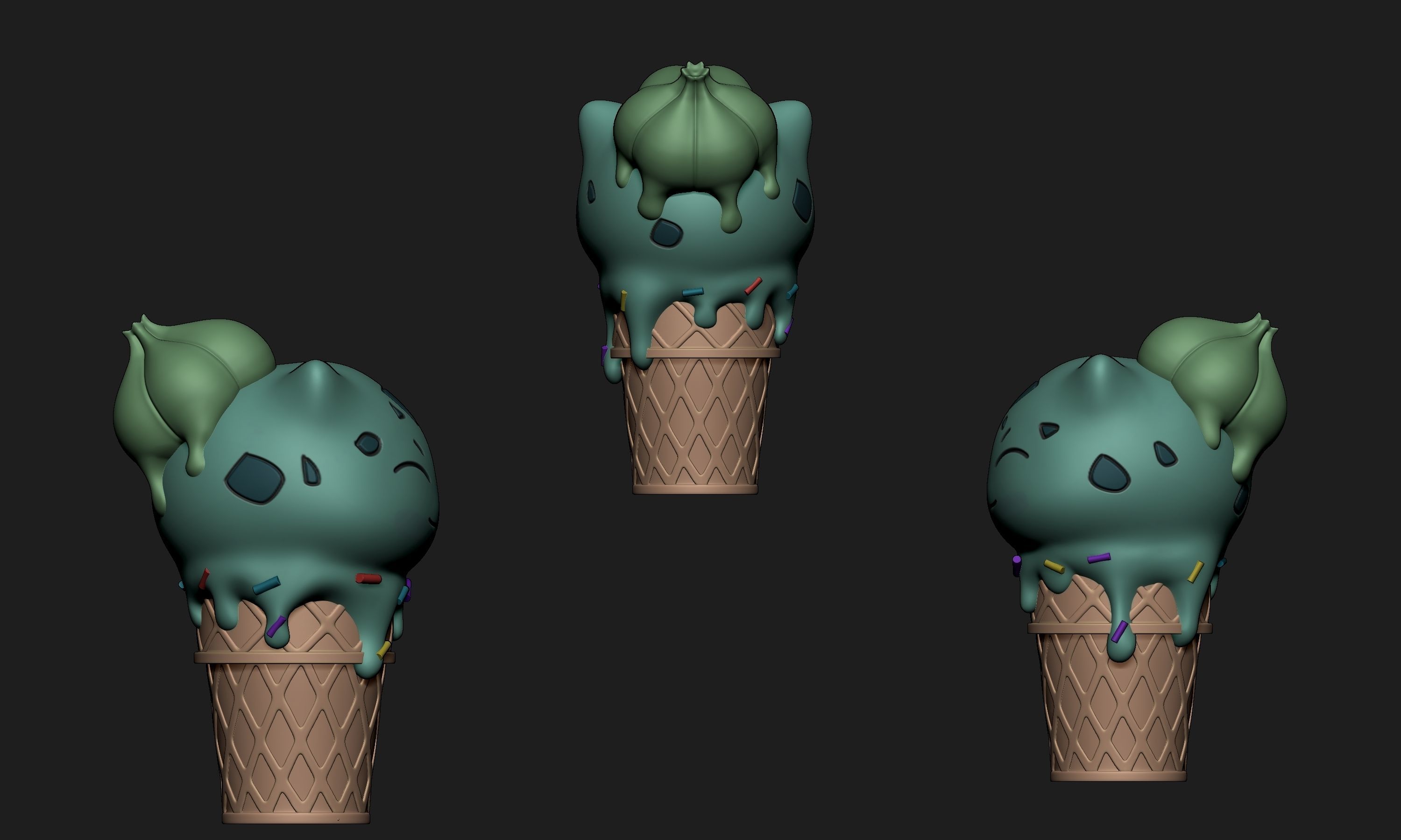 Pokemon Bulbasaur Ice Cream free 3D model 3D printable CGTrader