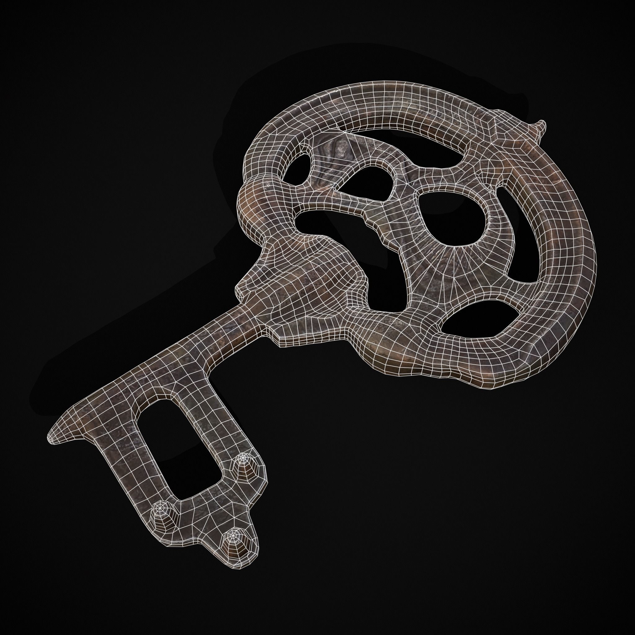 Medieval Rusting Iron Key Low-poly 3D model_2