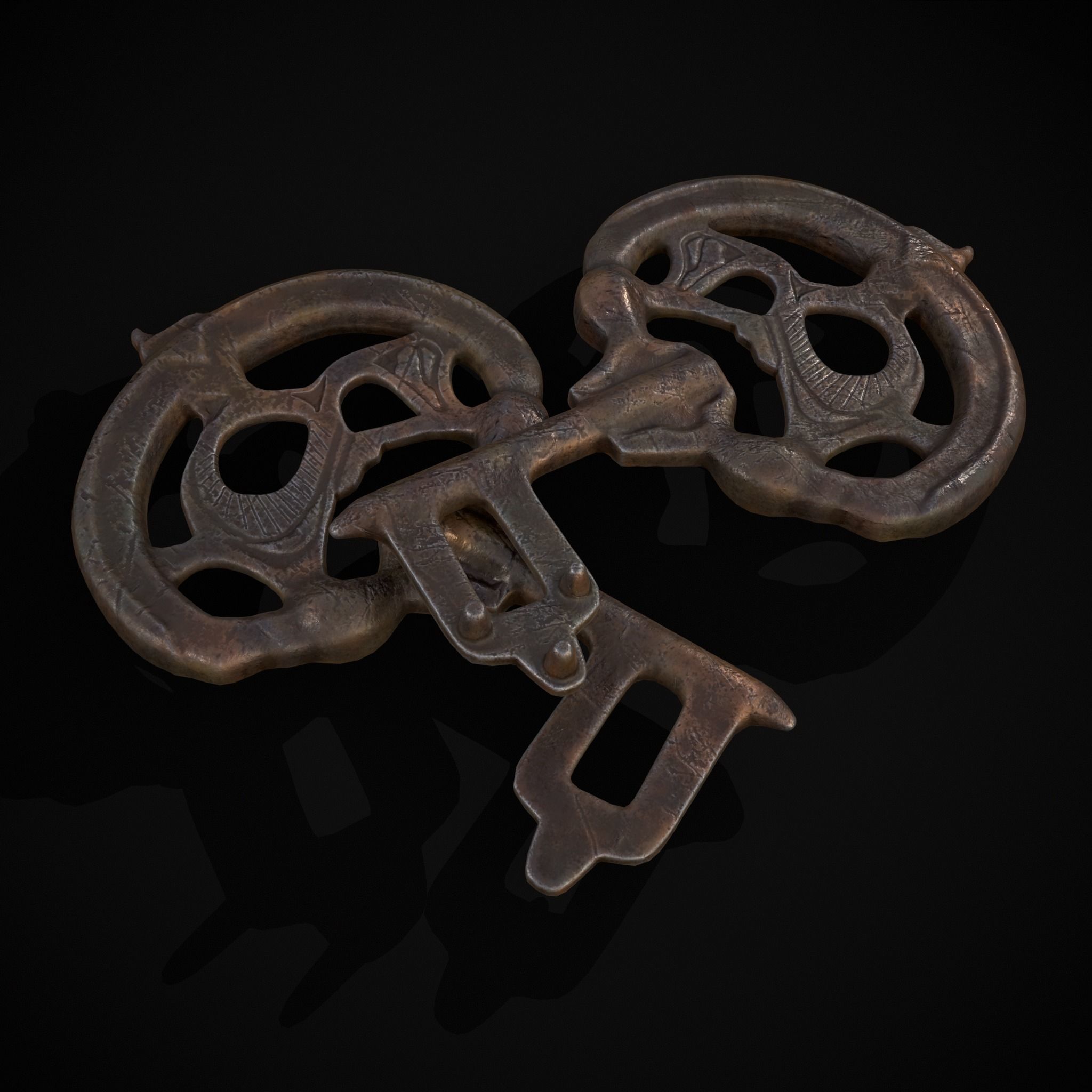 Medieval Rusting Iron Key Low-poly 3D model_19