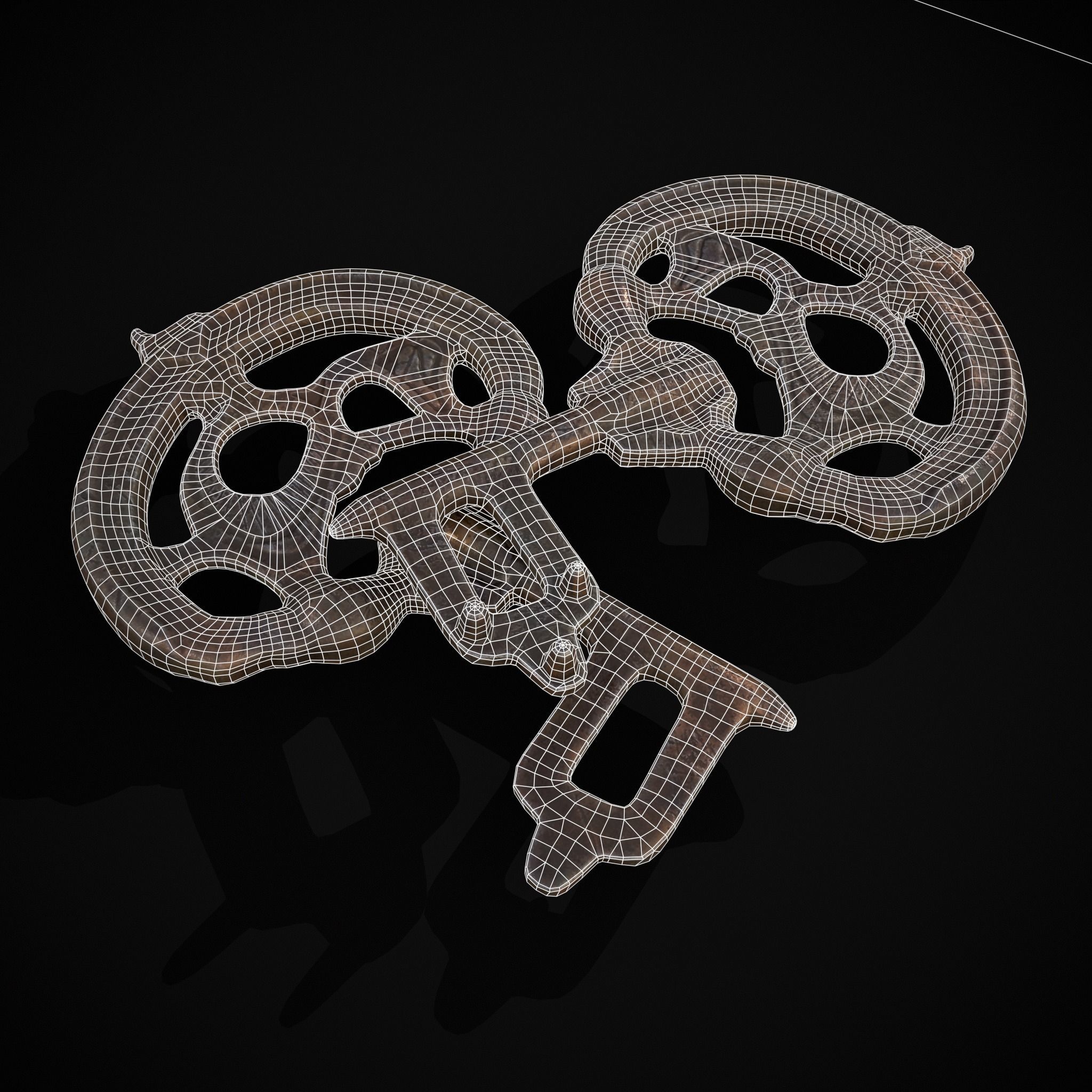 Medieval Rusting Iron Key Low-poly 3D model_20