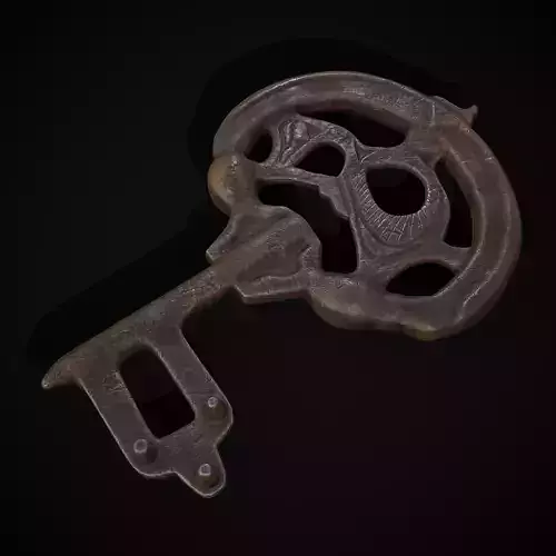Medieval Rusting Iron Key Low-poly 3D model