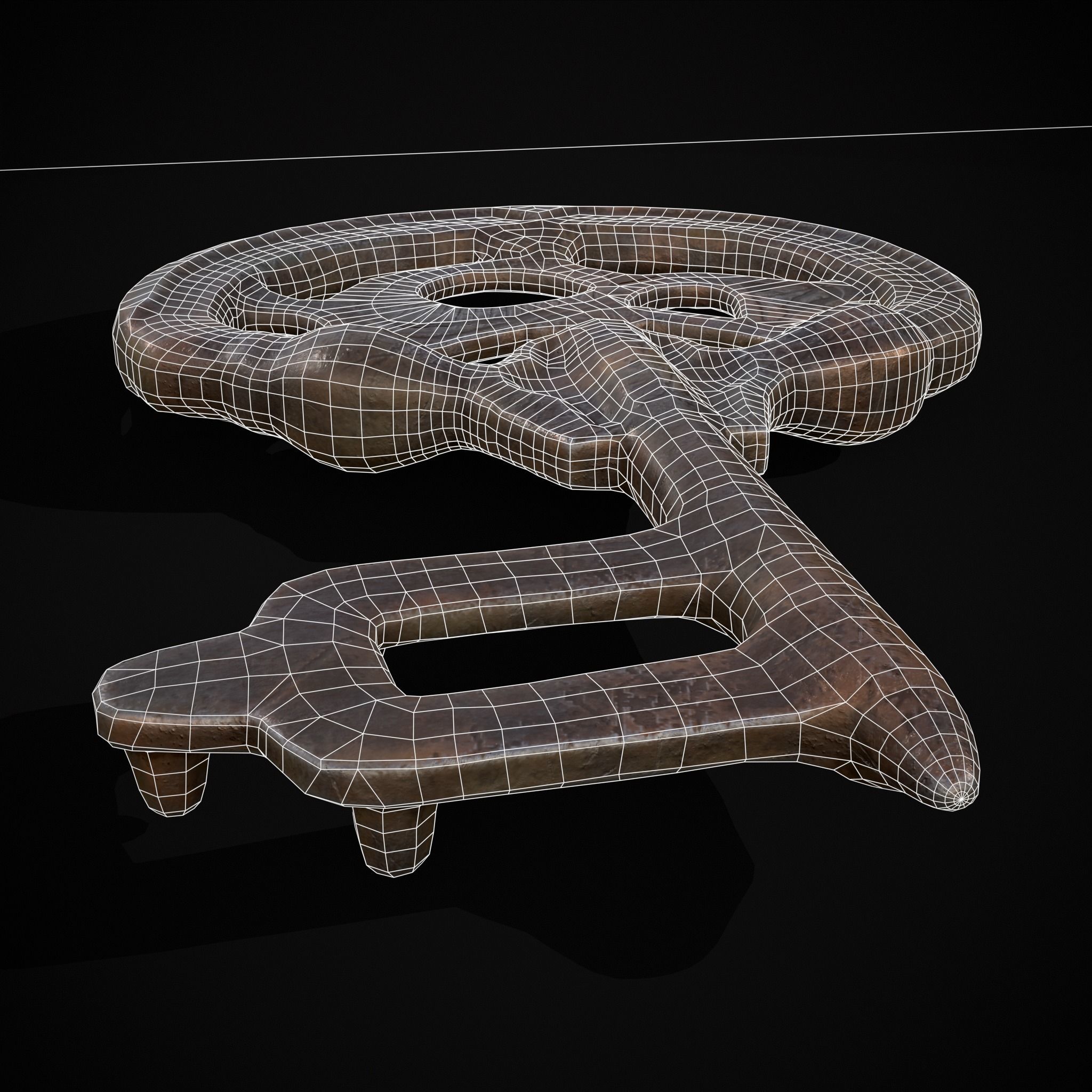 Medieval Rusting Iron Key Low-poly 3D model_14