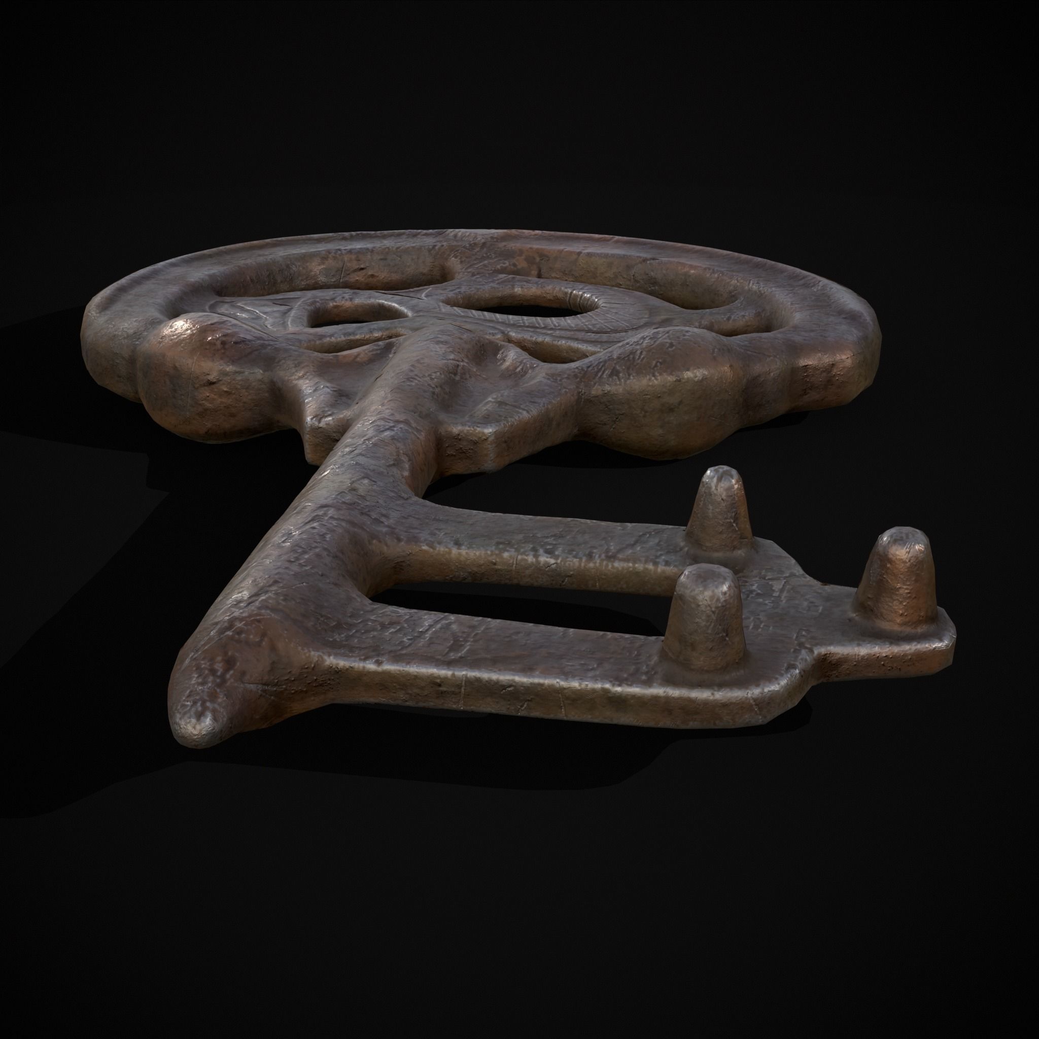 Medieval Rusting Iron Key Low-poly 3D model_7