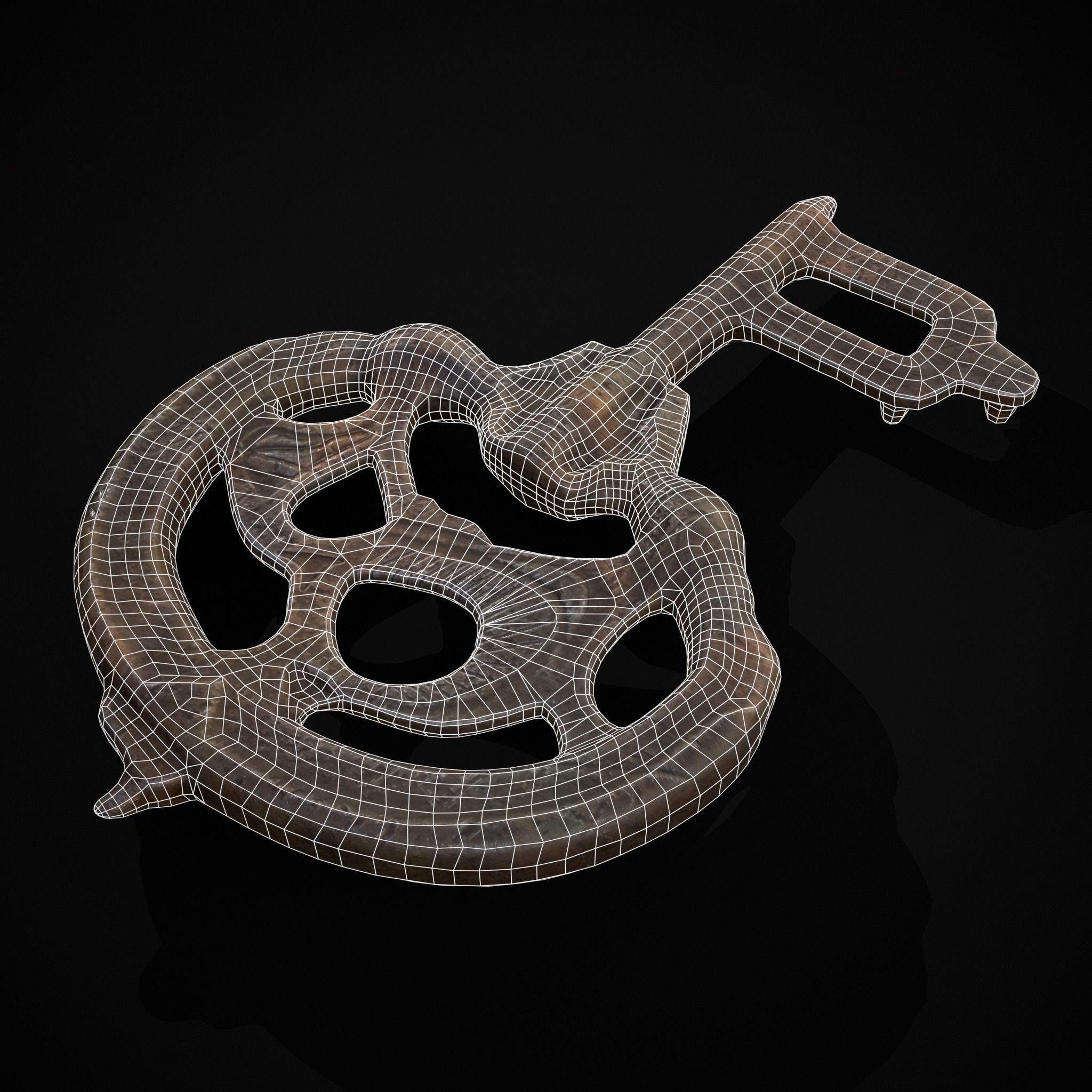 Medieval Rusting Iron Key Low-poly 3D model_12