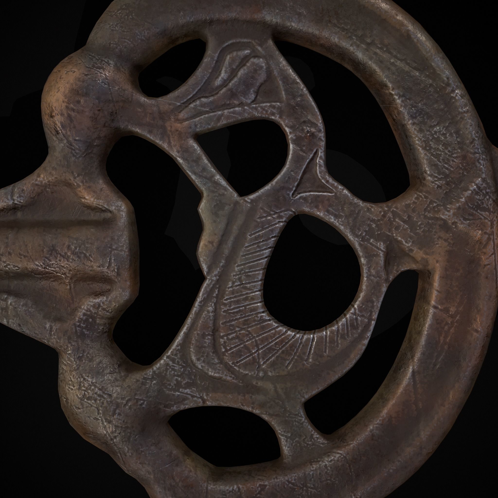 Medieval Rusting Iron Key Low-poly 3D model_5