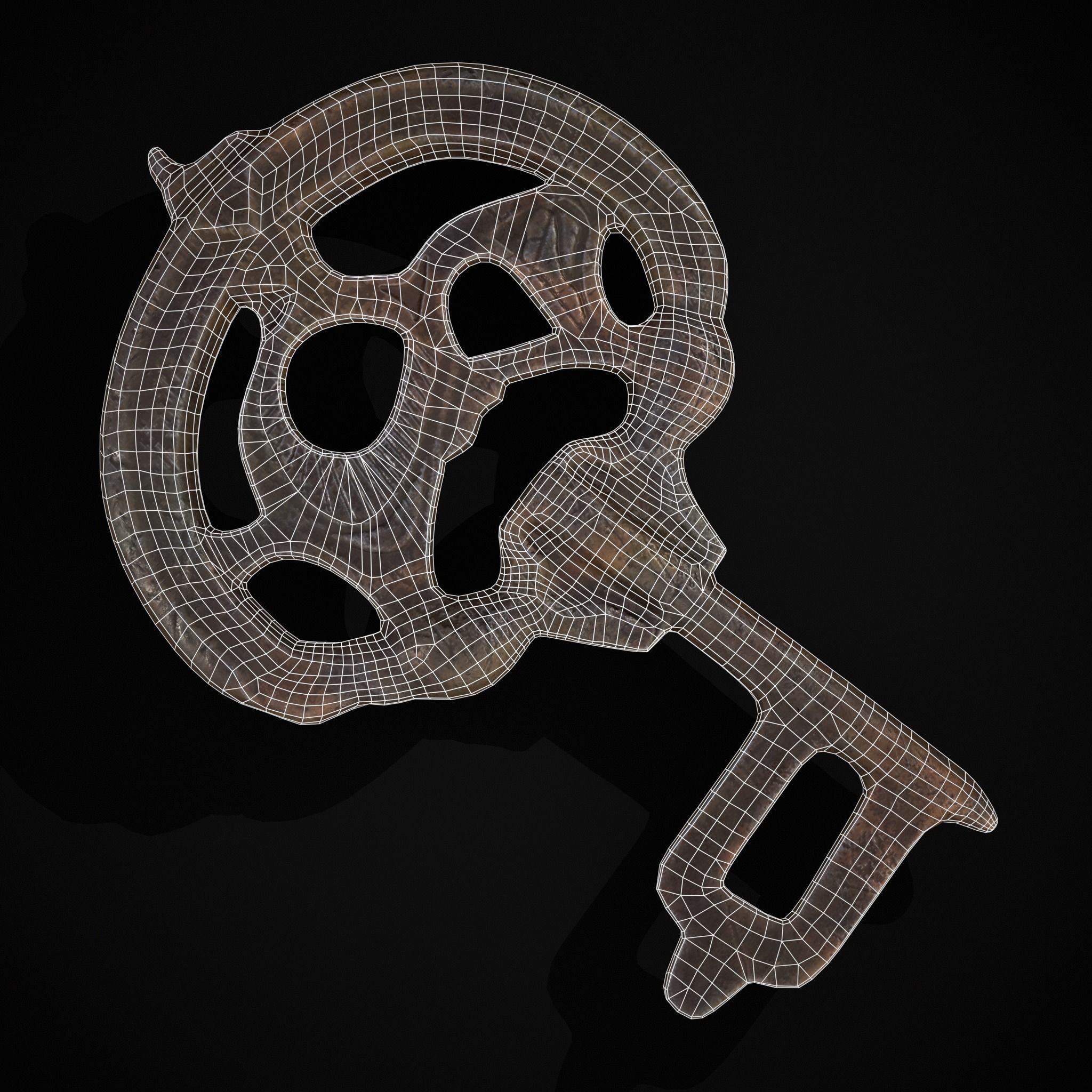 Medieval Rusting Iron Key Low-poly 3D model_16