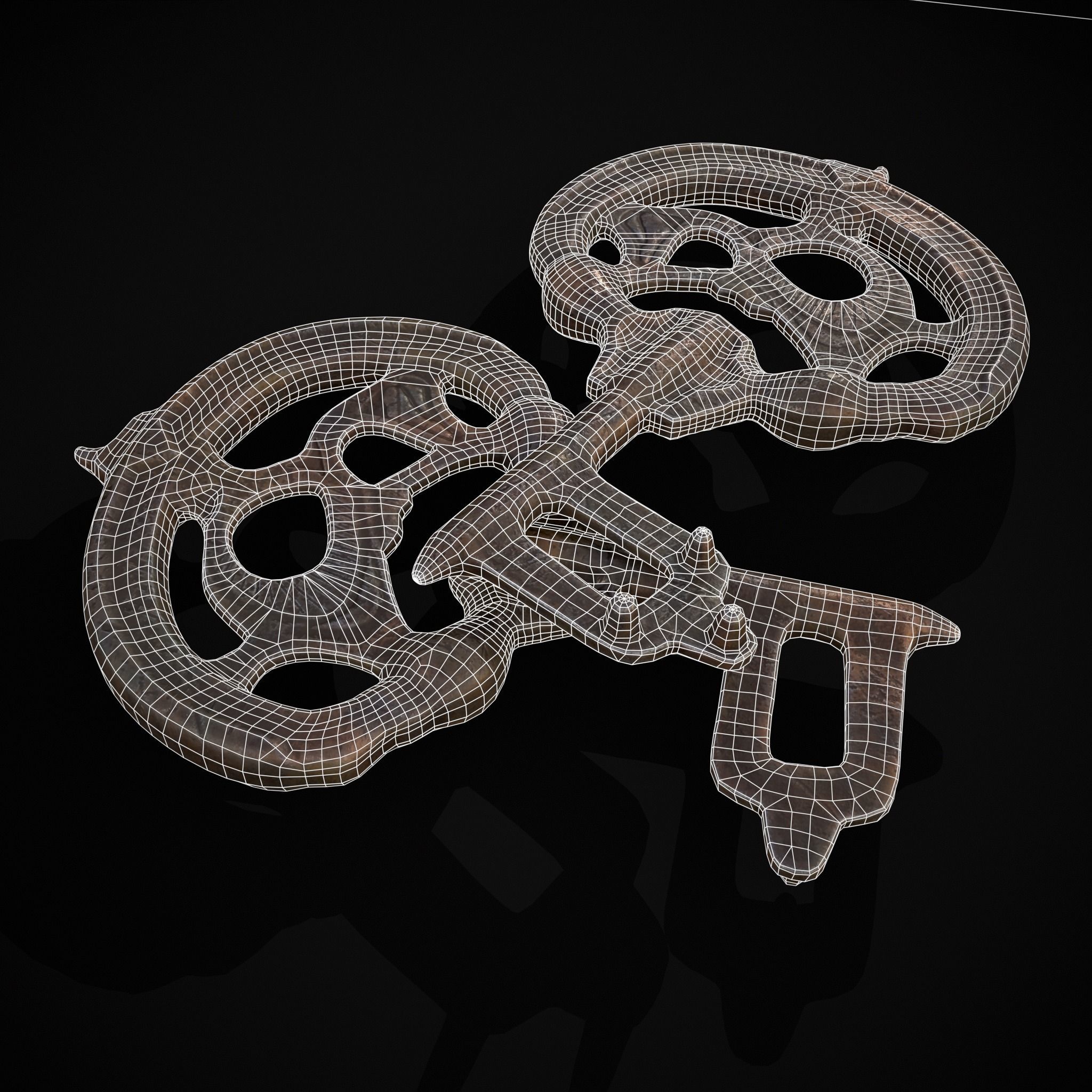 Medieval Rusting Iron Key Low-poly 3D model_26