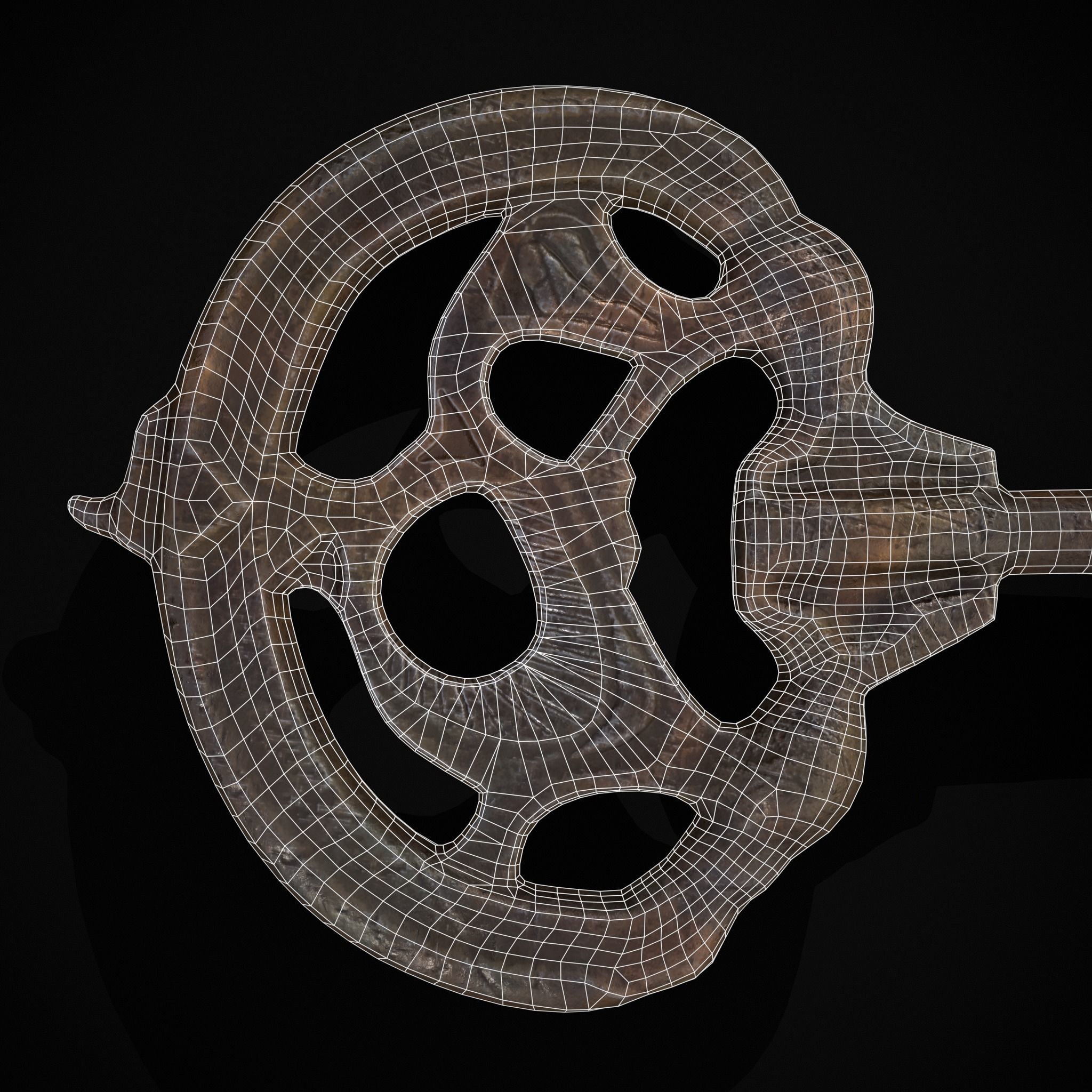 Medieval Rusting Iron Key Low-poly 3D model_18