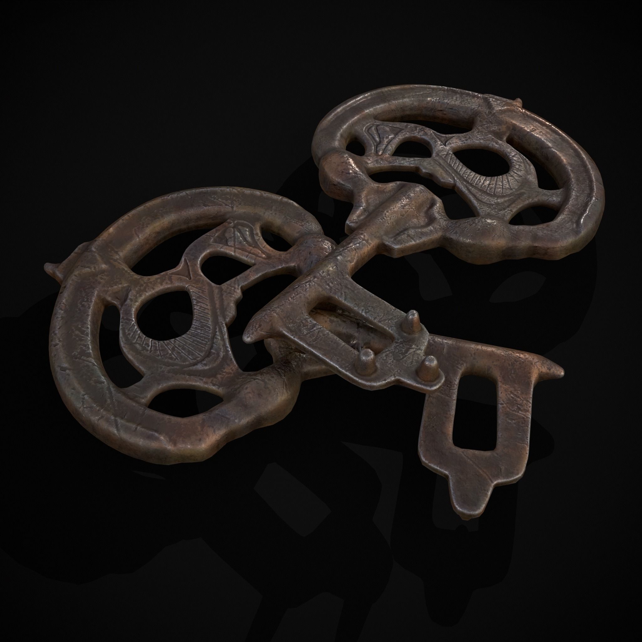 Medieval Rusting Iron Key Low-poly 3D model_25