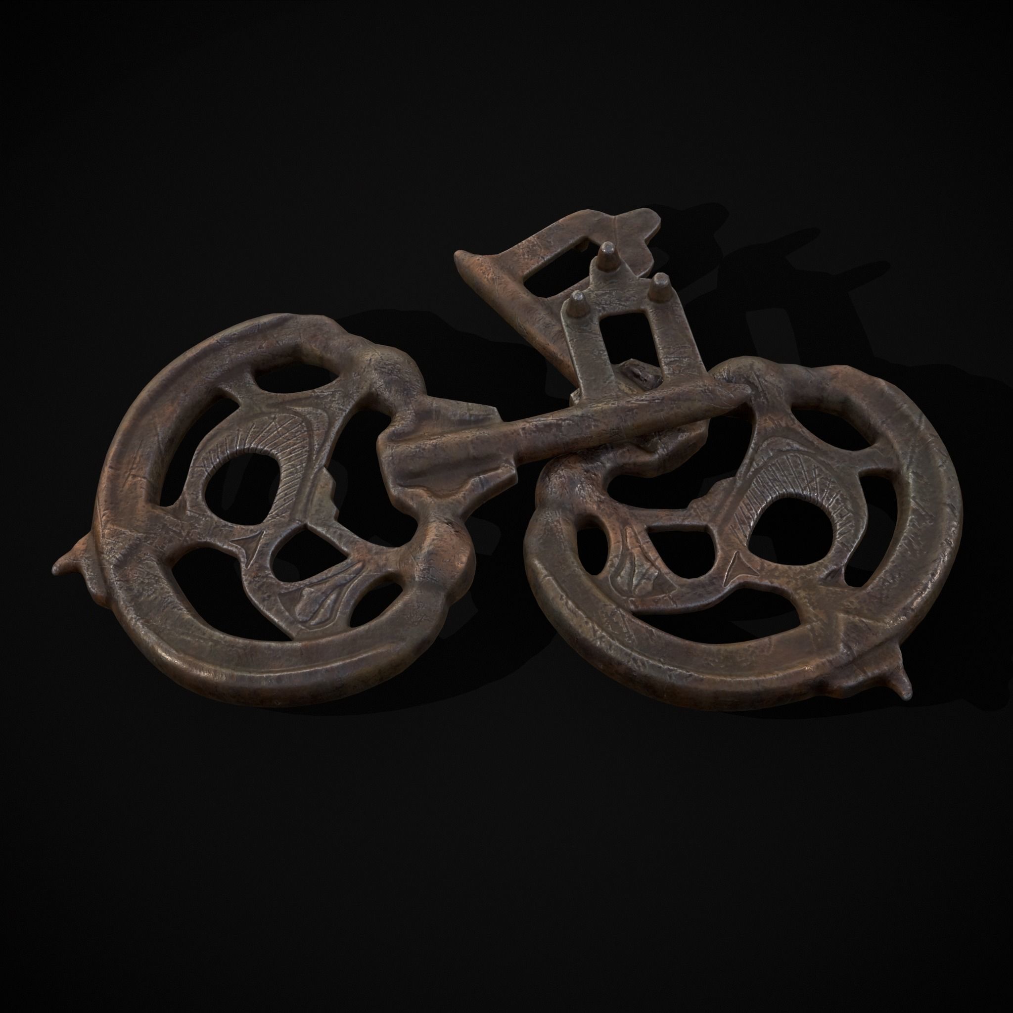 Medieval Rusting Iron Key Low-poly 3D model_21