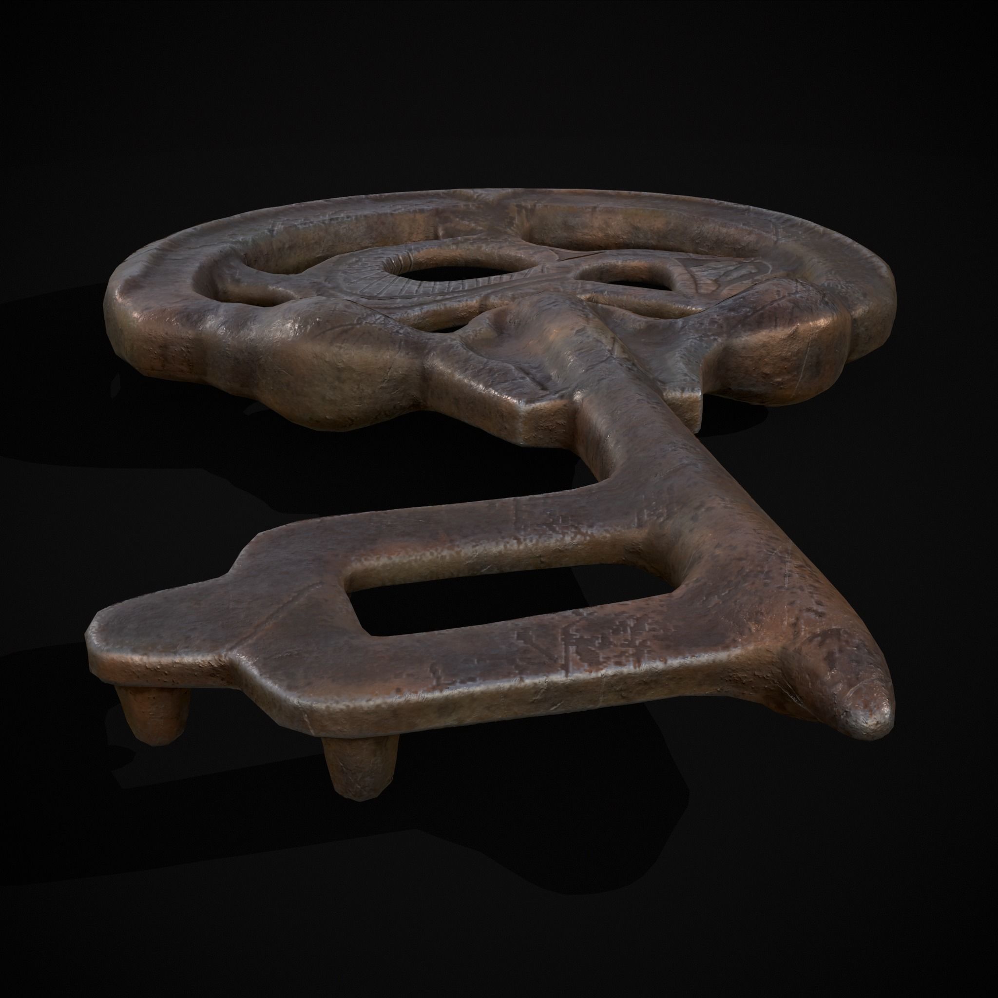 Medieval Rusting Iron Key Low-poly 3D model_13
