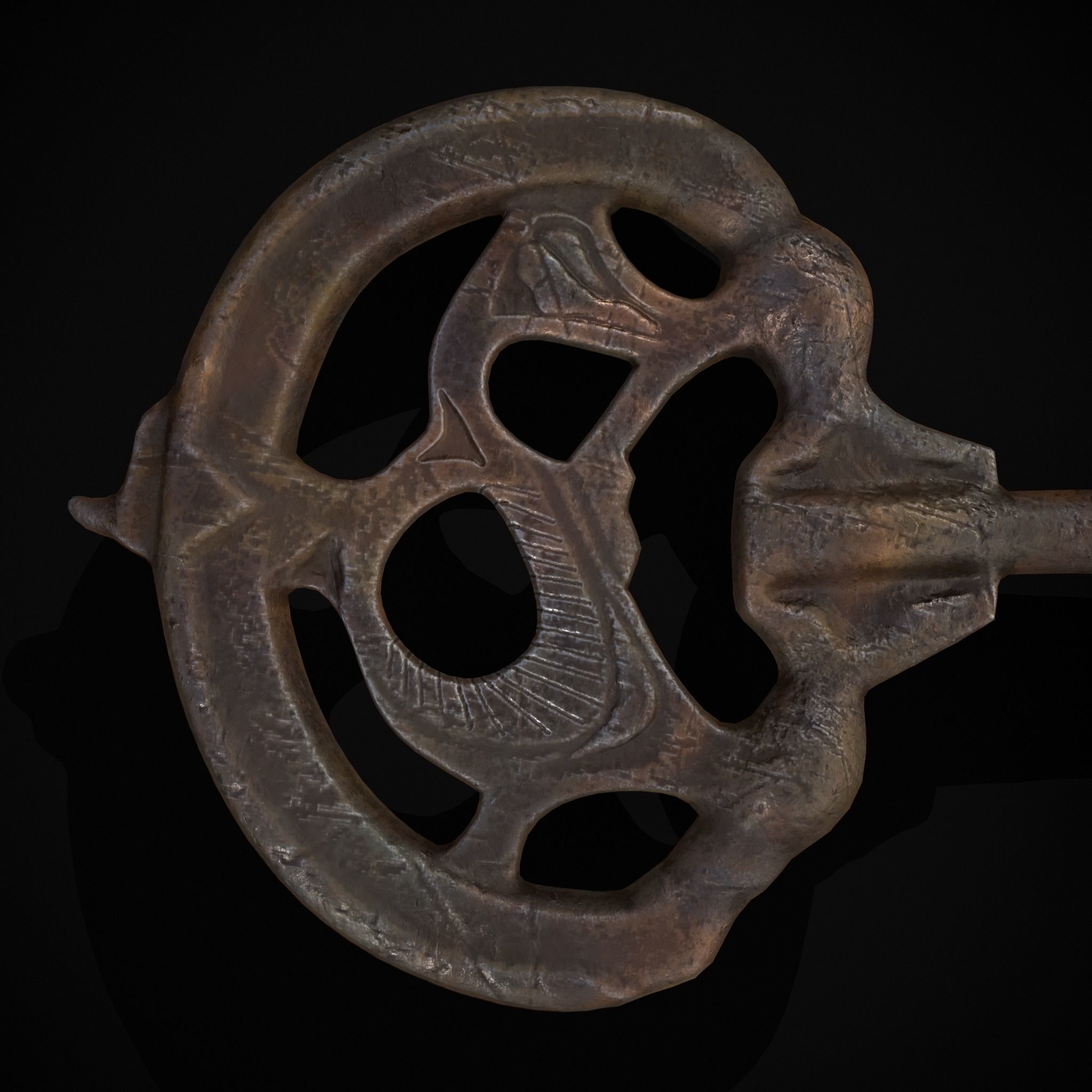 Medieval Rusting Iron Key Low-poly 3D model_17