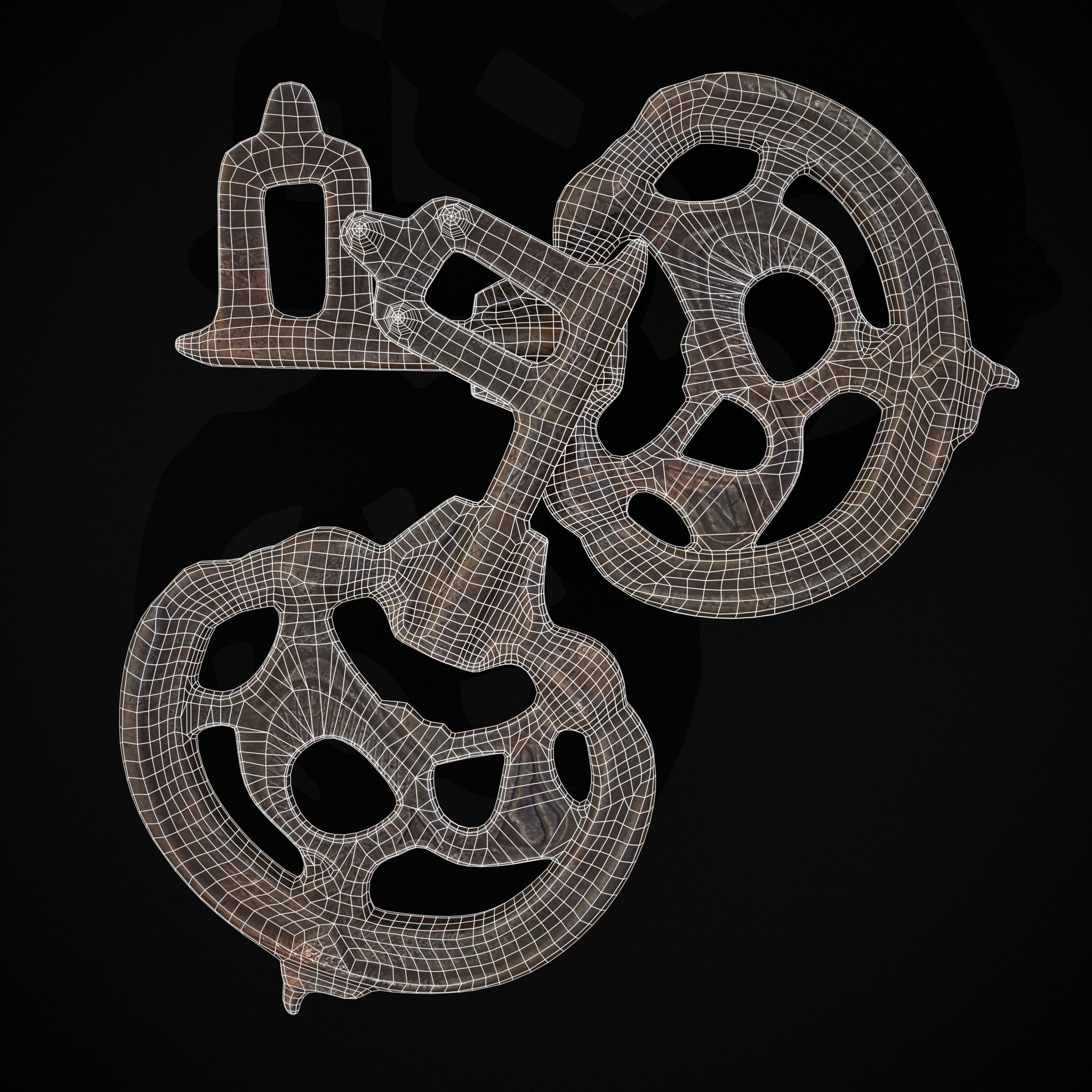Medieval Rusting Iron Key Low-poly 3D model_24